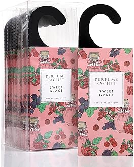 ROSE COTTAGELarge 12 Packs Sweet Grace Hanging Closet Deodorizer Air Freshener Long Lasting Scented Sachets Smell Goods for House