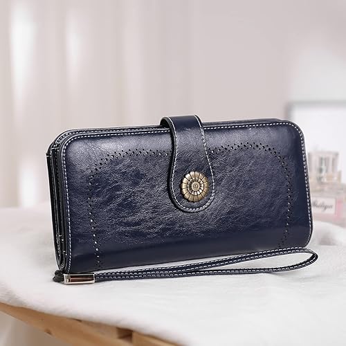 Miniatura 6 de BOSTANTEN Cartera de cuero genuino para mujer, de gran capacidad, cartera de mano, tarjetero con bloqueo RFID