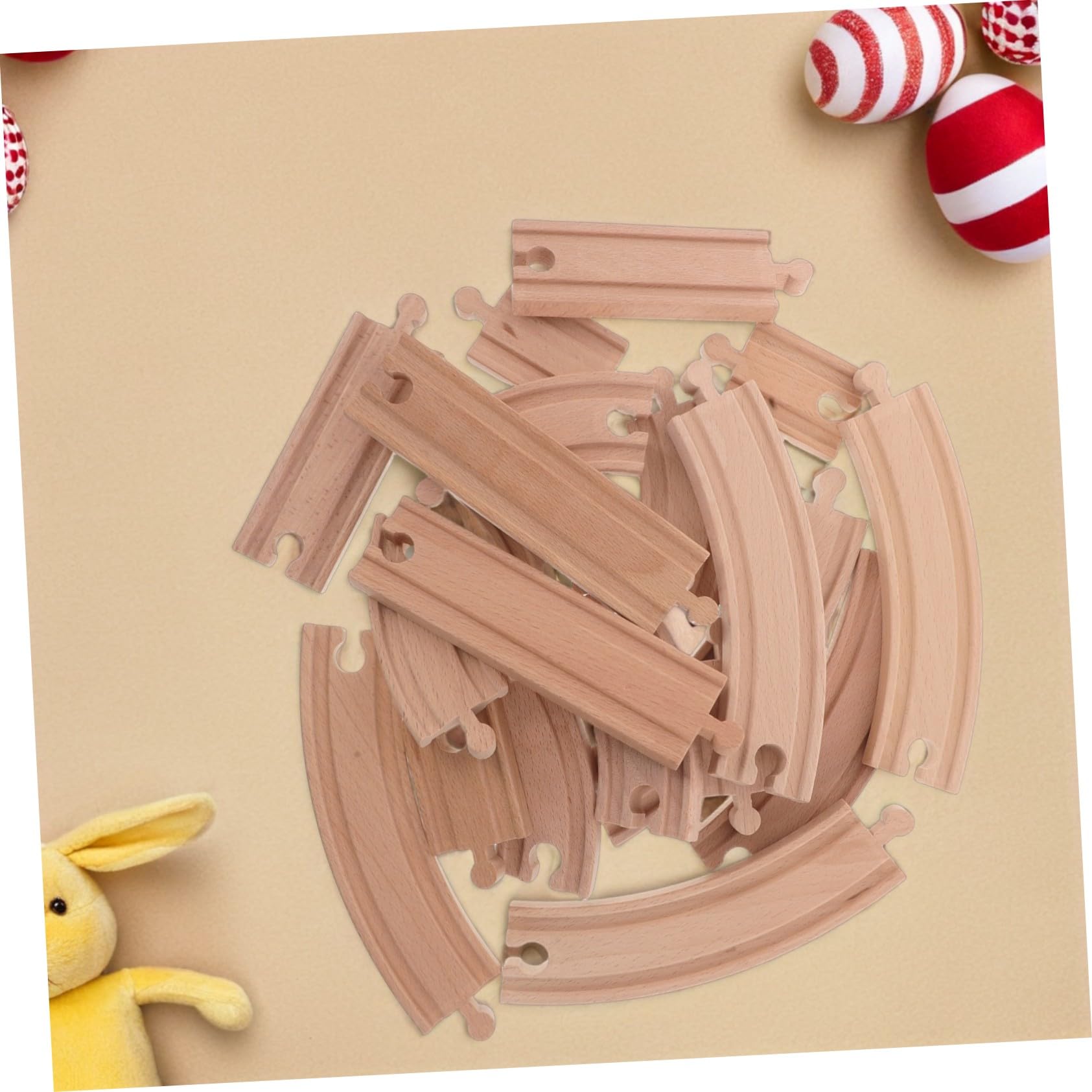 Mipcase Accessori Binari Treno in Legno Set Espansione per Piste Curve e Dritte per Costruzione Creativa e Gioco Ragazzo Ragazza