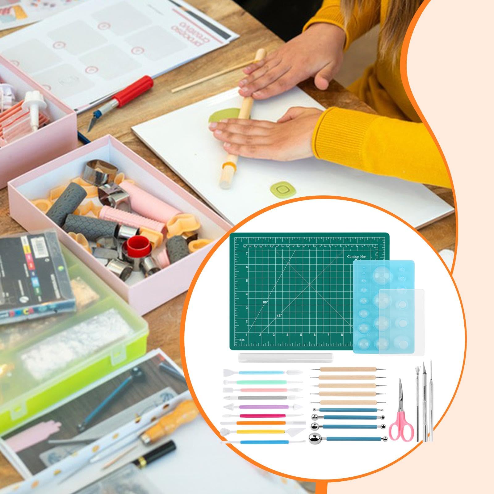 Modellierwerkzeug-Set für Clay, Texturset, Werkzeugkasten für kreative Projekte mit, Bastelbedarf für detaillierte Modellierarbeiten