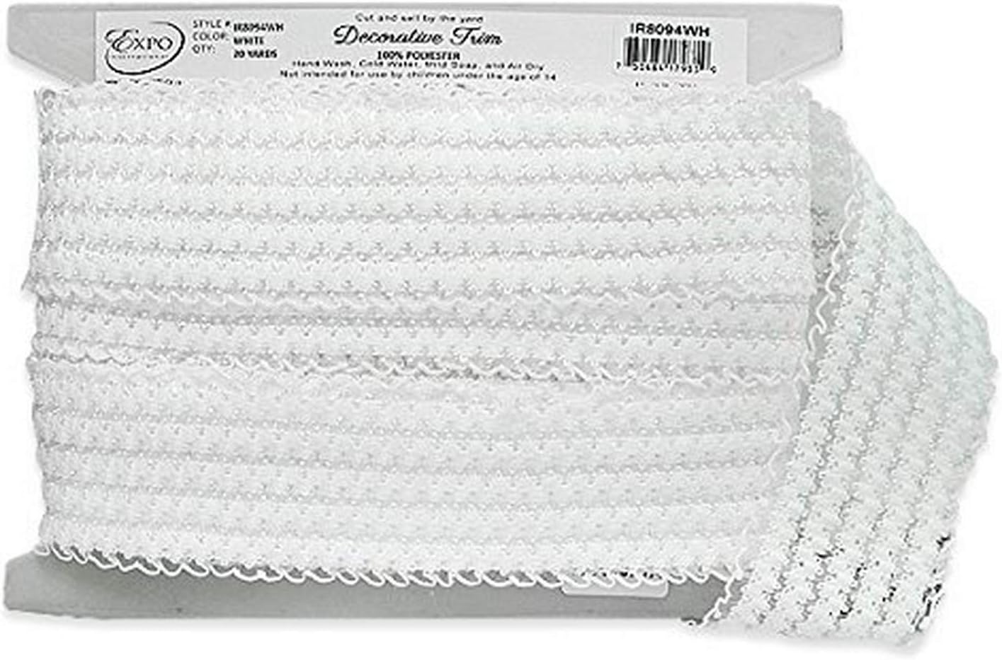 Trims by the Yard Elastic Tape White| (20 Yard Cut) Trim, 20 yd