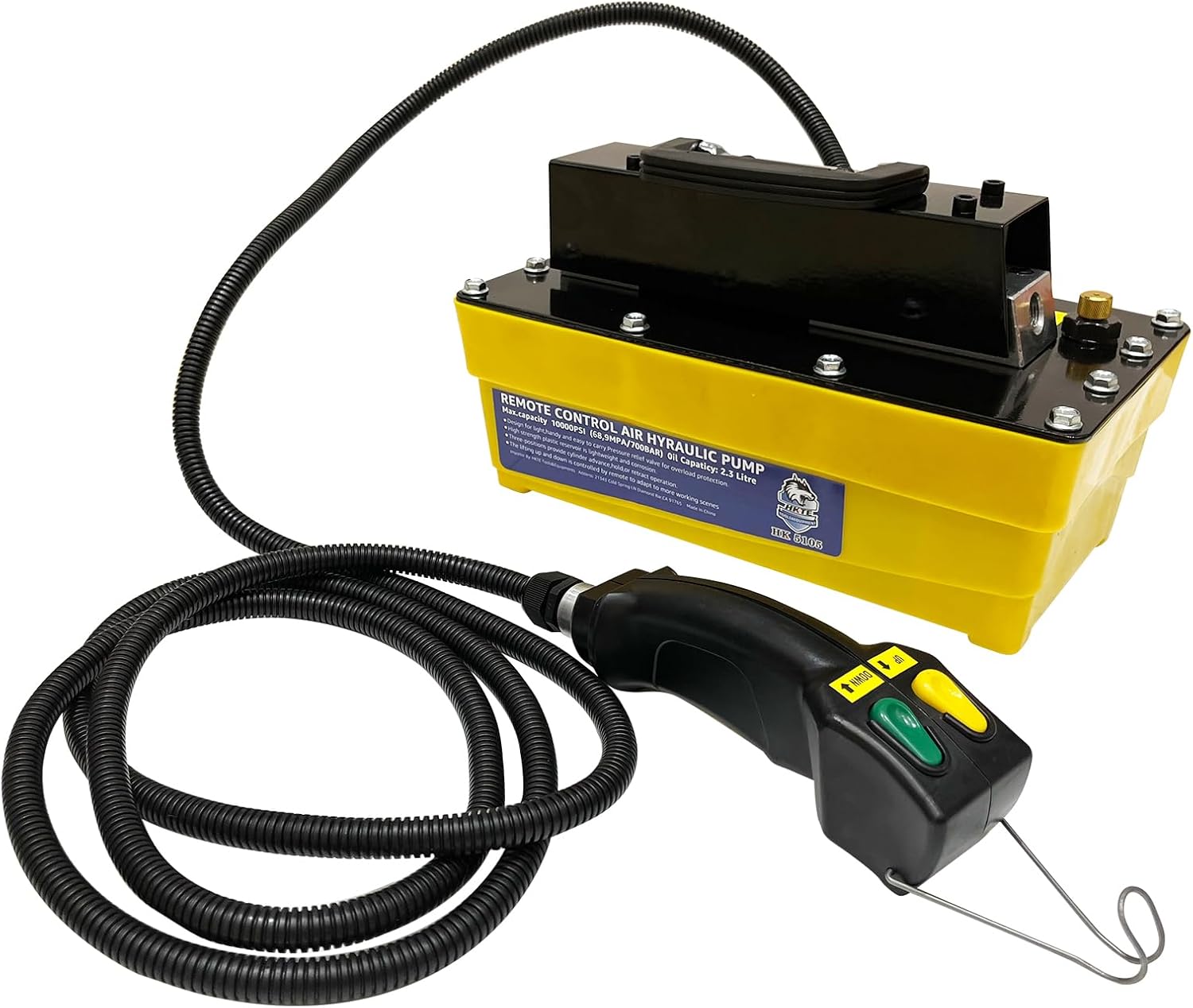 HKTE Industrial-Grade Air Hydraulic Pump, 10,000 PSI, Safe Operation, 3-Meter Remote-Controlled Line