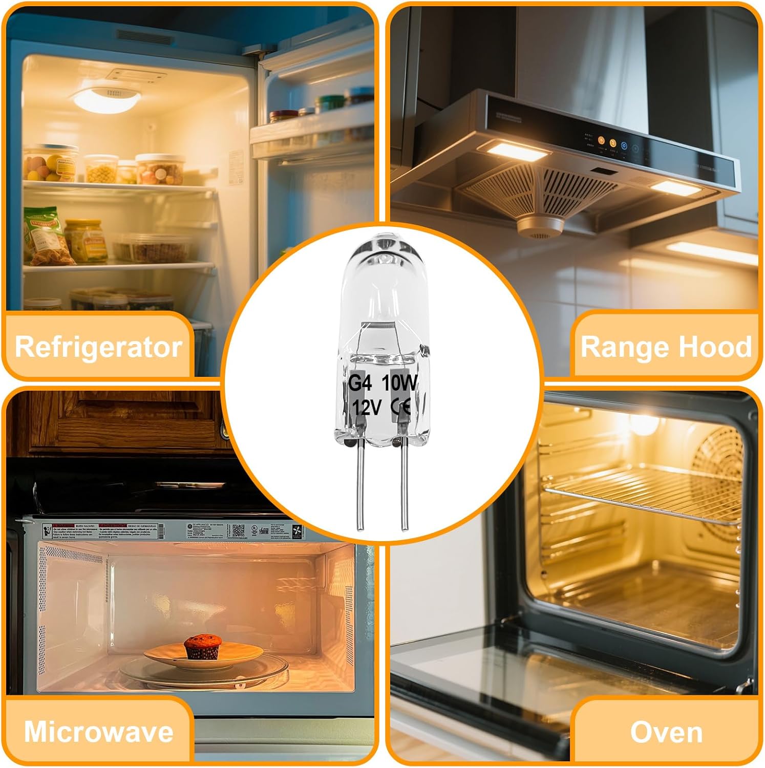 G4 Halogen Bulb, 2 Pack 12V 10W Bi-pin Base, High Output 150LM 3000Hrs Long Lifetime, Dimmable, CRI100 & 2800K Warm White, for Cabinet Light Bulbs, Compatible with Dacor 86364 86573 8-6573 DE81-05142A