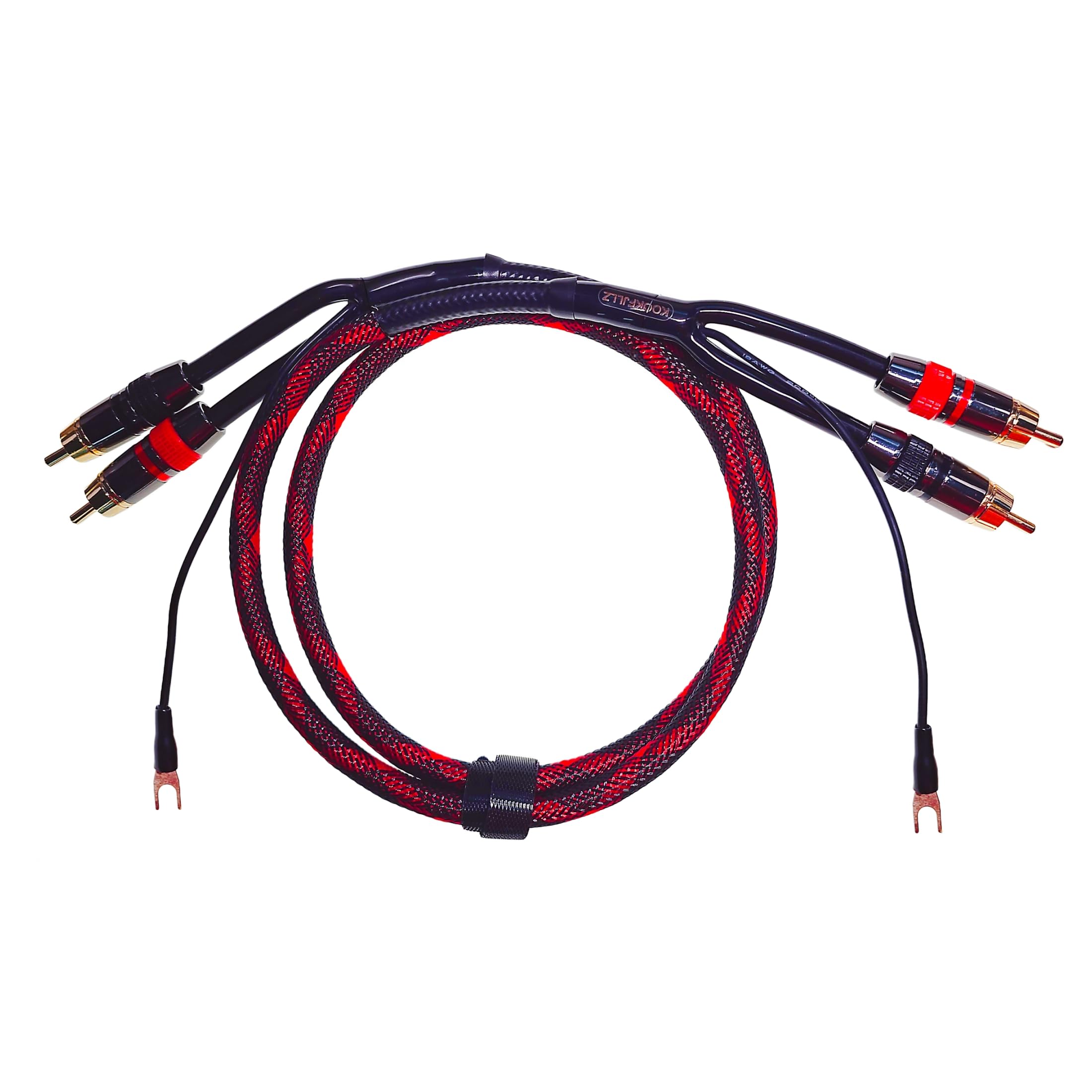 Cavo RCA con filo di messa a terra per giradischi, 1,9 m, 18 AWG OFC intrecciato 2RCA maschio, cavo audio stereo, connettori placcati in oro per preamplificatore, giradischi, mixer DJ