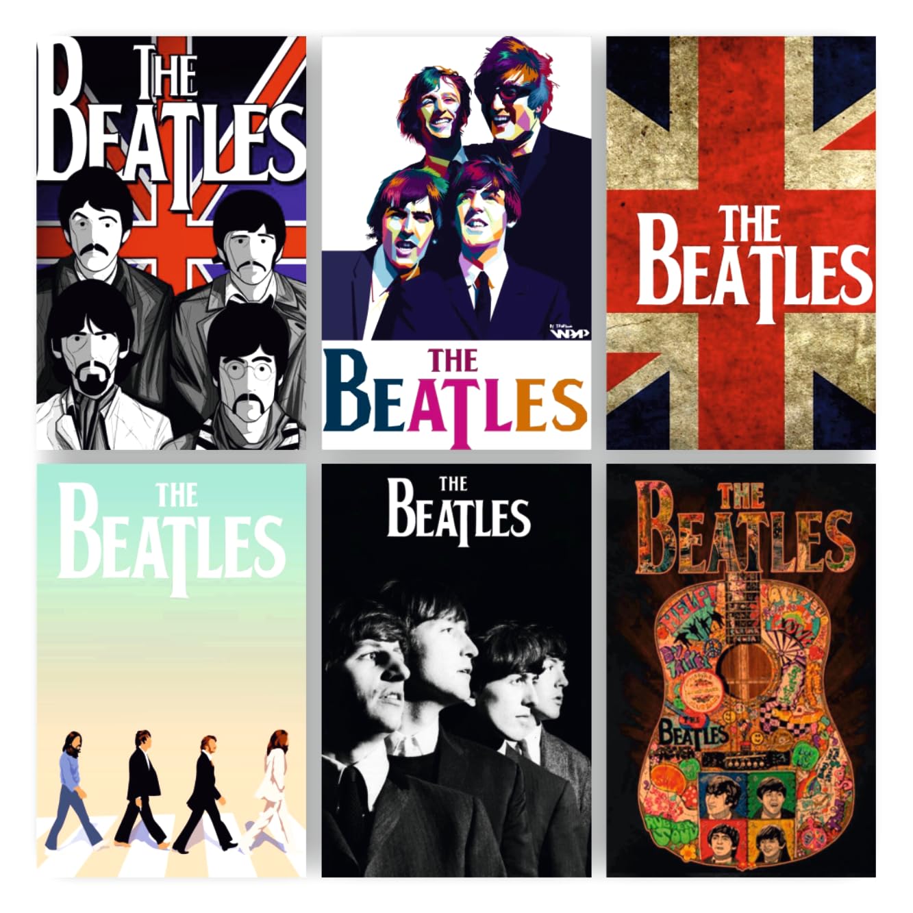 POSTER WALLAH Set of 6 Beatles Poster for Home Office and Student