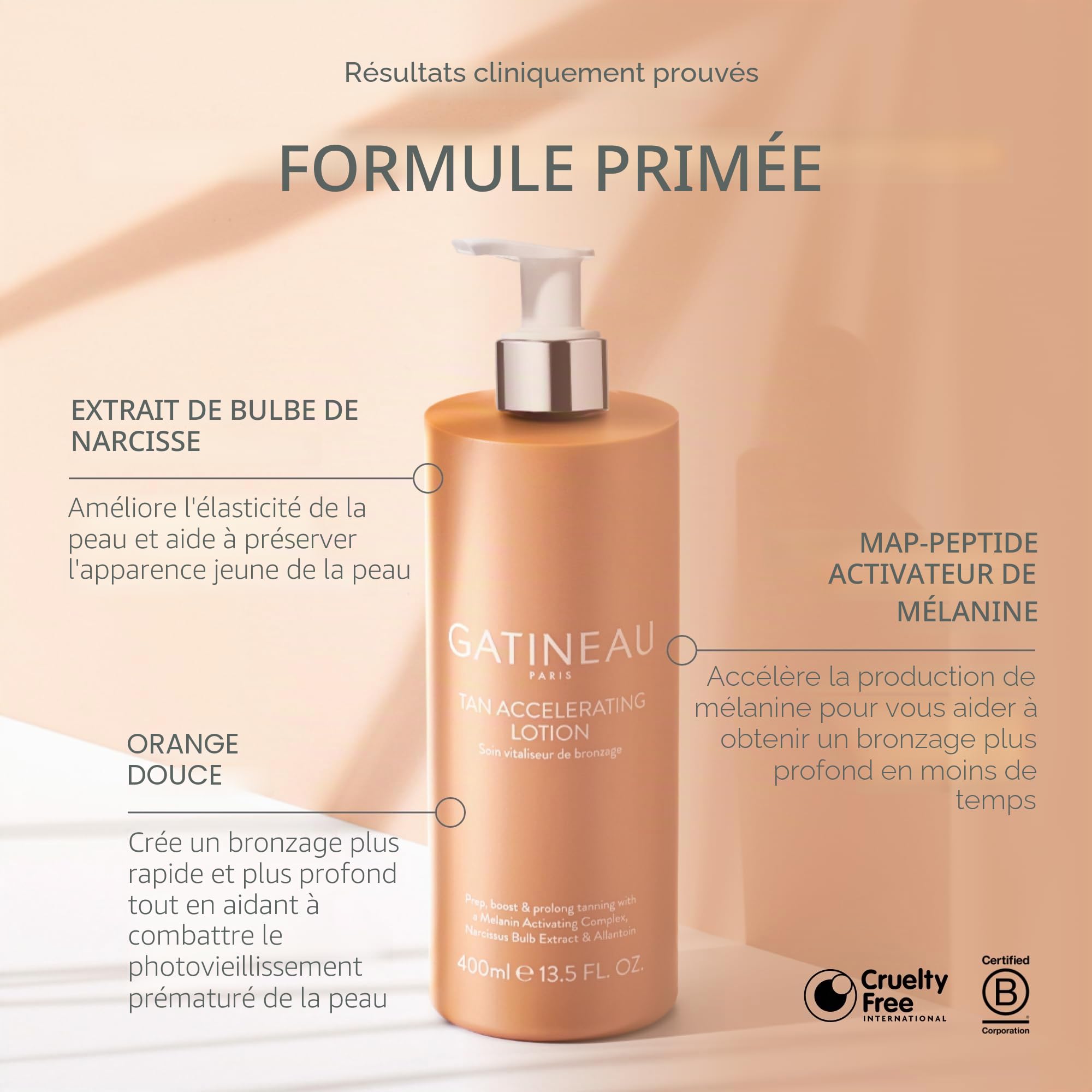 Gatineau Vitaliseur de Bronzage Soin Avant/Après Soleil Hydratant, Corps Et Visage, 400 millilitre