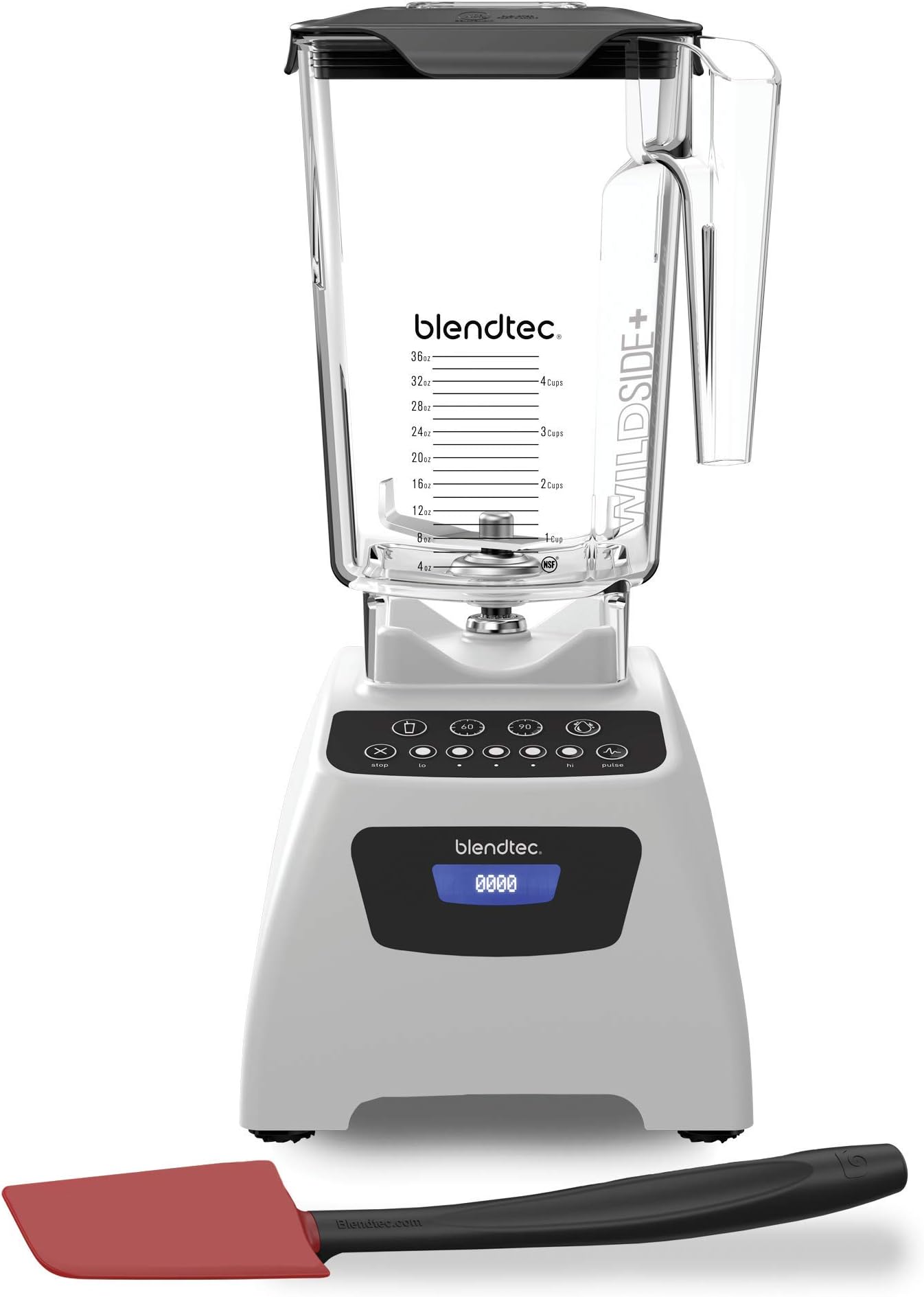 Blendtec Classic 575 Blender - WildSide+ Jar (90 oz), Recipe Book, and Spoonula Spatula BUNDLE - Professional-Grade Power - Self-Cleaning - 4 Pre-programmed Cycles - 5-Speeds - White