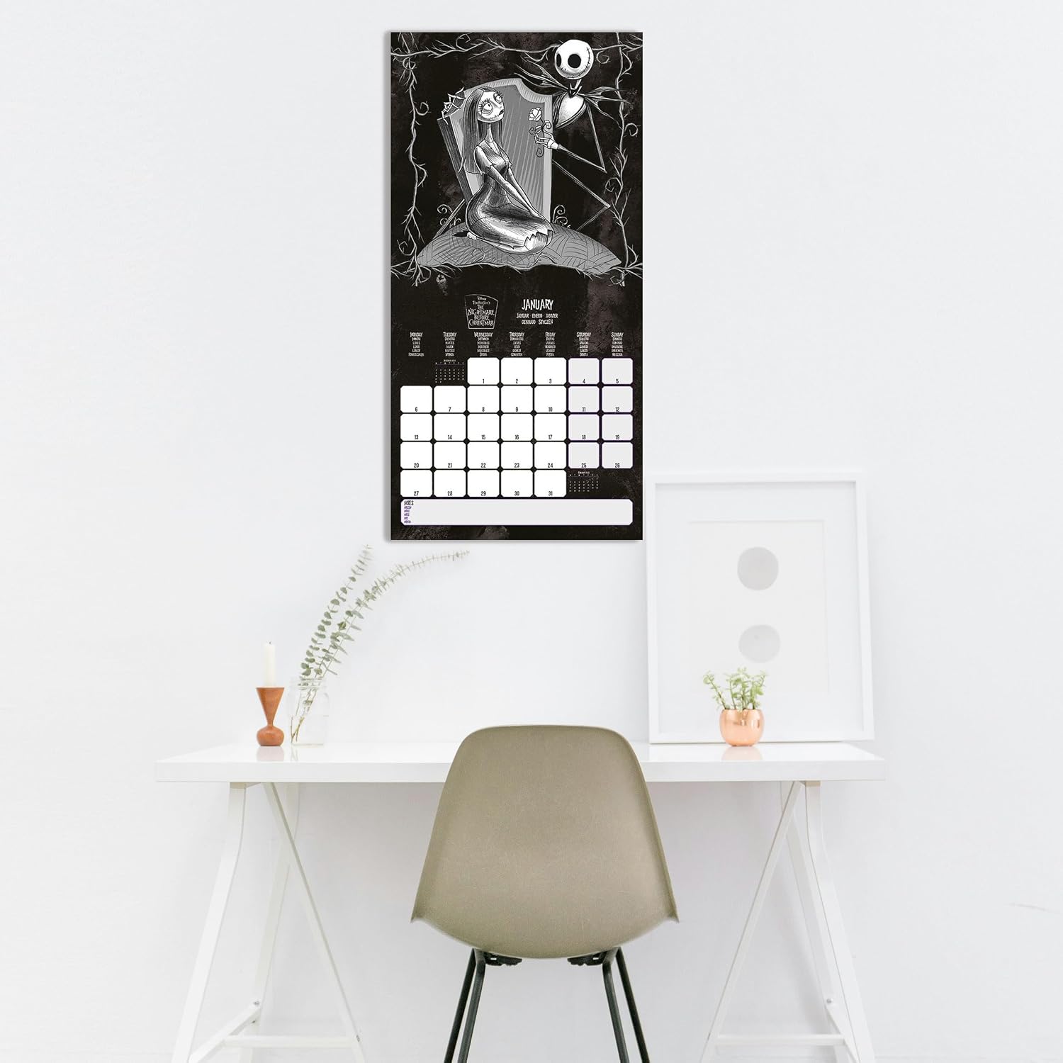 Pyramid International The Nightmare Before Christmas 2025 Calendar – Disney Tim Burton 16-Month Planner, Iconic Characters, Large Grid image 3