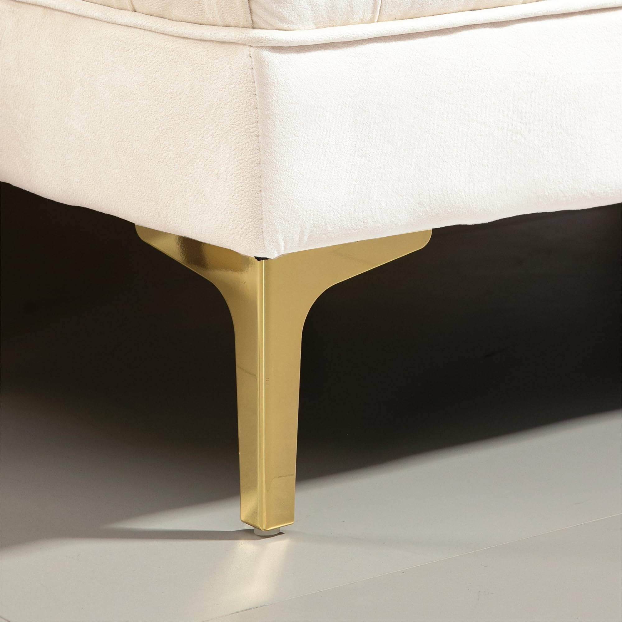 HOMCOM Banco tapizado al Final de la Cama Estilo clásico Chic Dim. 118L x 45W x 42H cm Base de Metal Dorado Terciopelo Beige