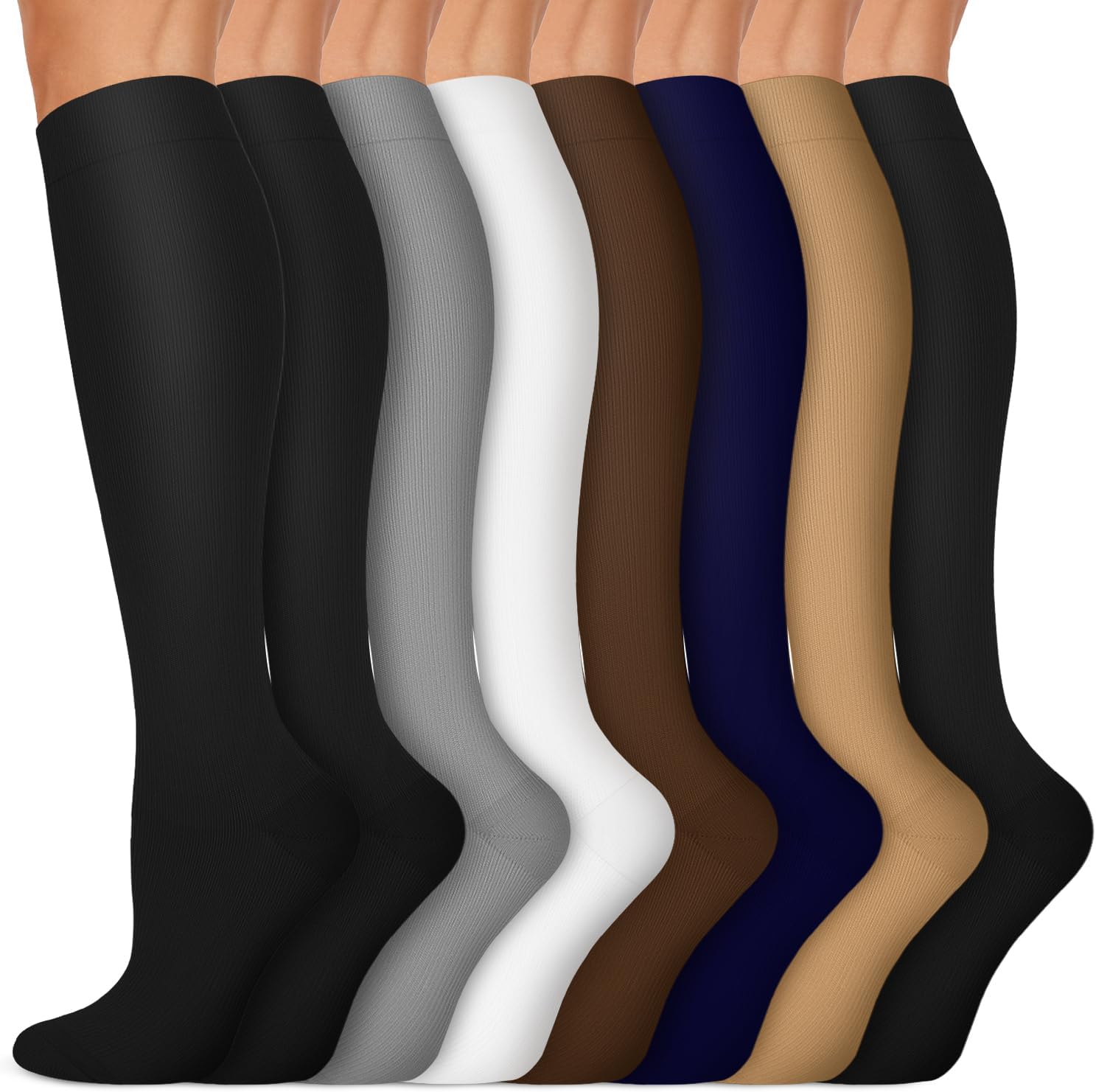 Iseasoo Copper Compression Socks (15-20 mmHg) for Men & Women - Running, Hiking, Cycling, Travel - Improves Circulation A08- Multicoloured 01 Small-Medium