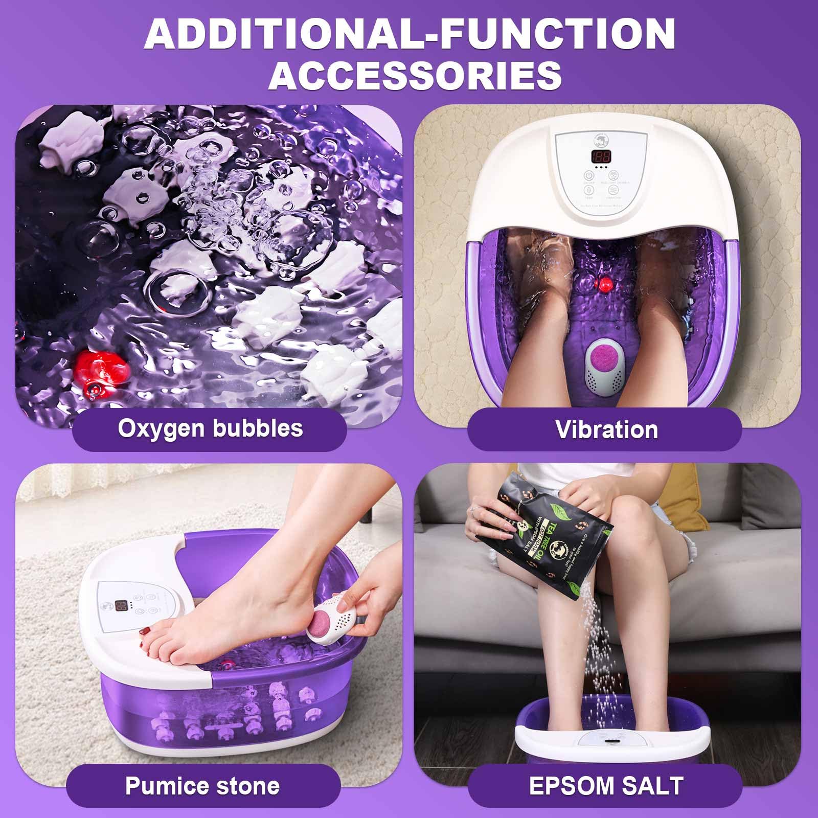 ECARBME Heated Foot Spa Bath Massager with Bubbles and Massage Rollers