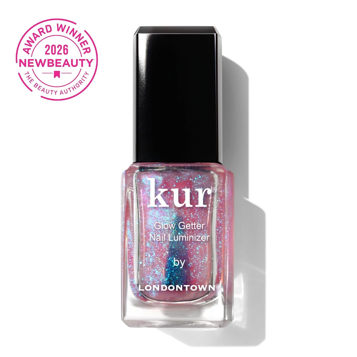 LONDONTOWN Kur Glow Getter Nail Luminizer One-Step Mani, 0.4 Fl Oz | One-Step Nail Treatment, Hexanal & Shimmer, Stronger, Healthier, Glossier Nails, No Base or Top Coat Needed