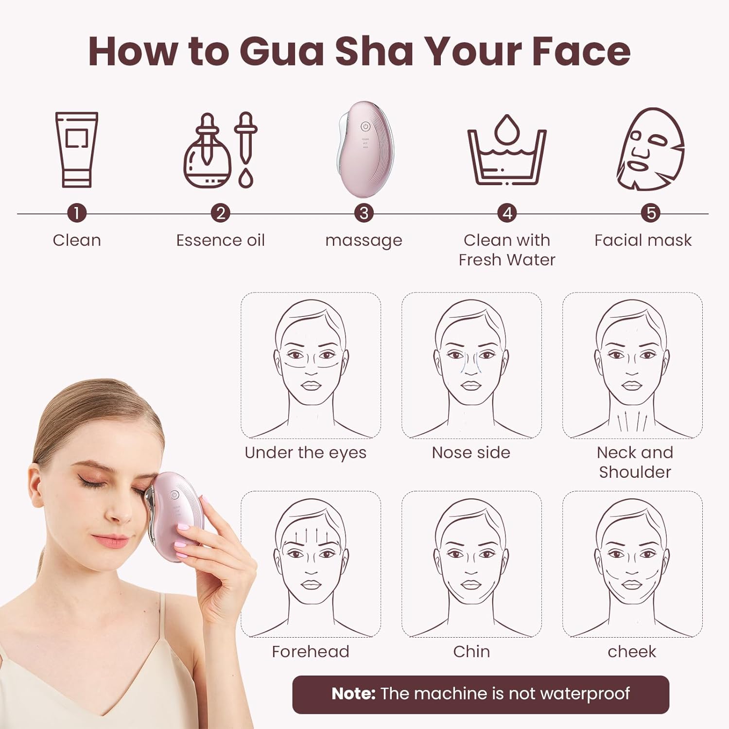 IeBilif Heat Electric Gua Sha Tool, Face Massager 4-in-1 Multiple Function Gua Sha Electric Massager for The Face and Neck - Image 5
