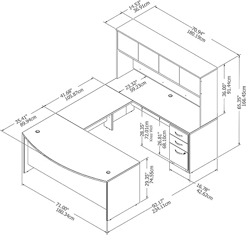 Miniatura 3 de Bush Business Furniture Studio C Bow Front U EscritorioConejera, gris platino