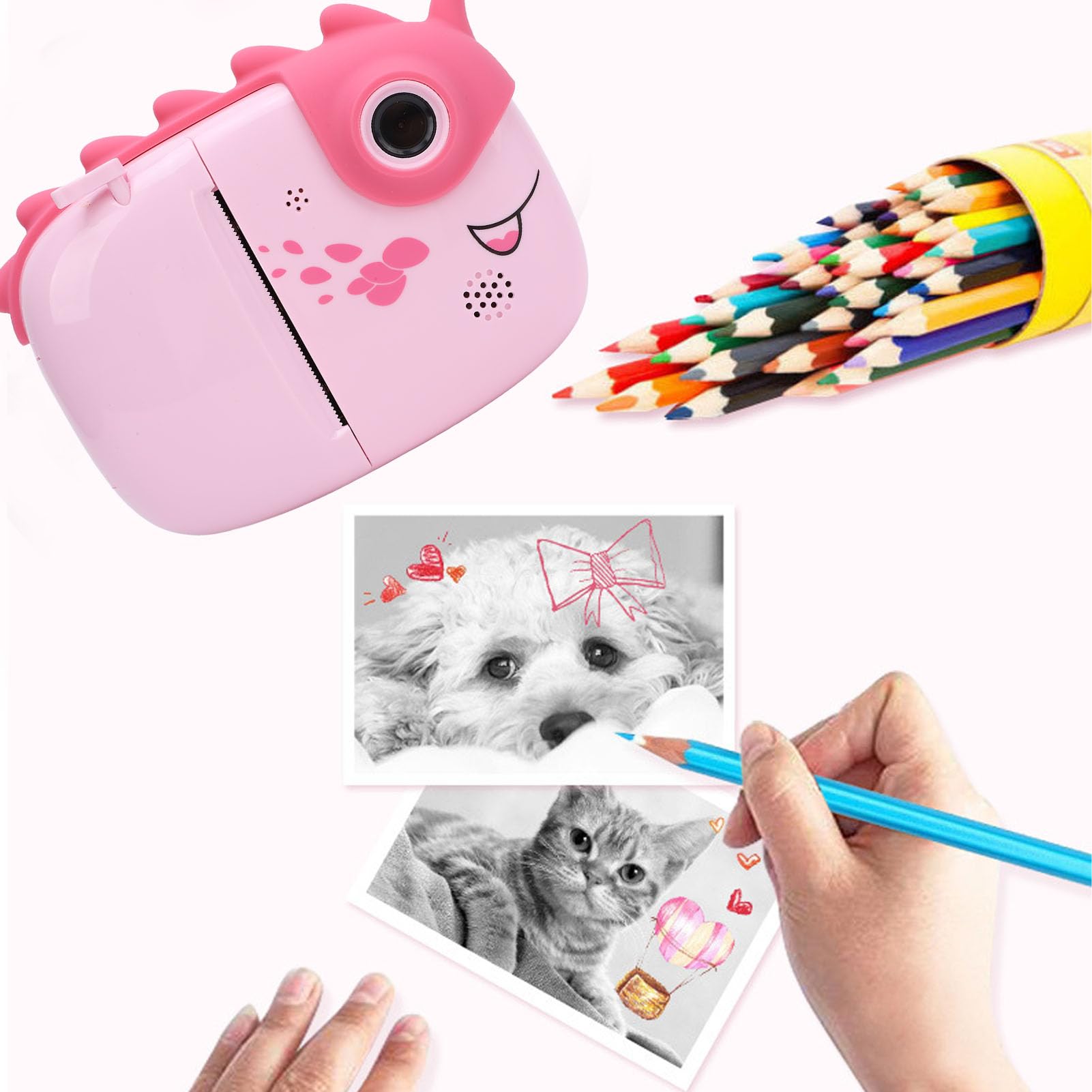Fotocamera a Stampa Istantanea, Fotocamera Digitale per Selfie con Doppio Obiettivo Anteriore Posteriore, Fotocamera Digitale 1080P 48MP con Touch Screen IPS da 3 Pollici, Regali