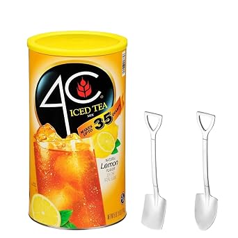 Candy Freezer 4C Iced Tea Lemon Flavored Powdered Drink Mix 82.6 oz Canister Includes Candy Freezer Mini Metal Shovel Spoons Lemon - Shovel Spoons