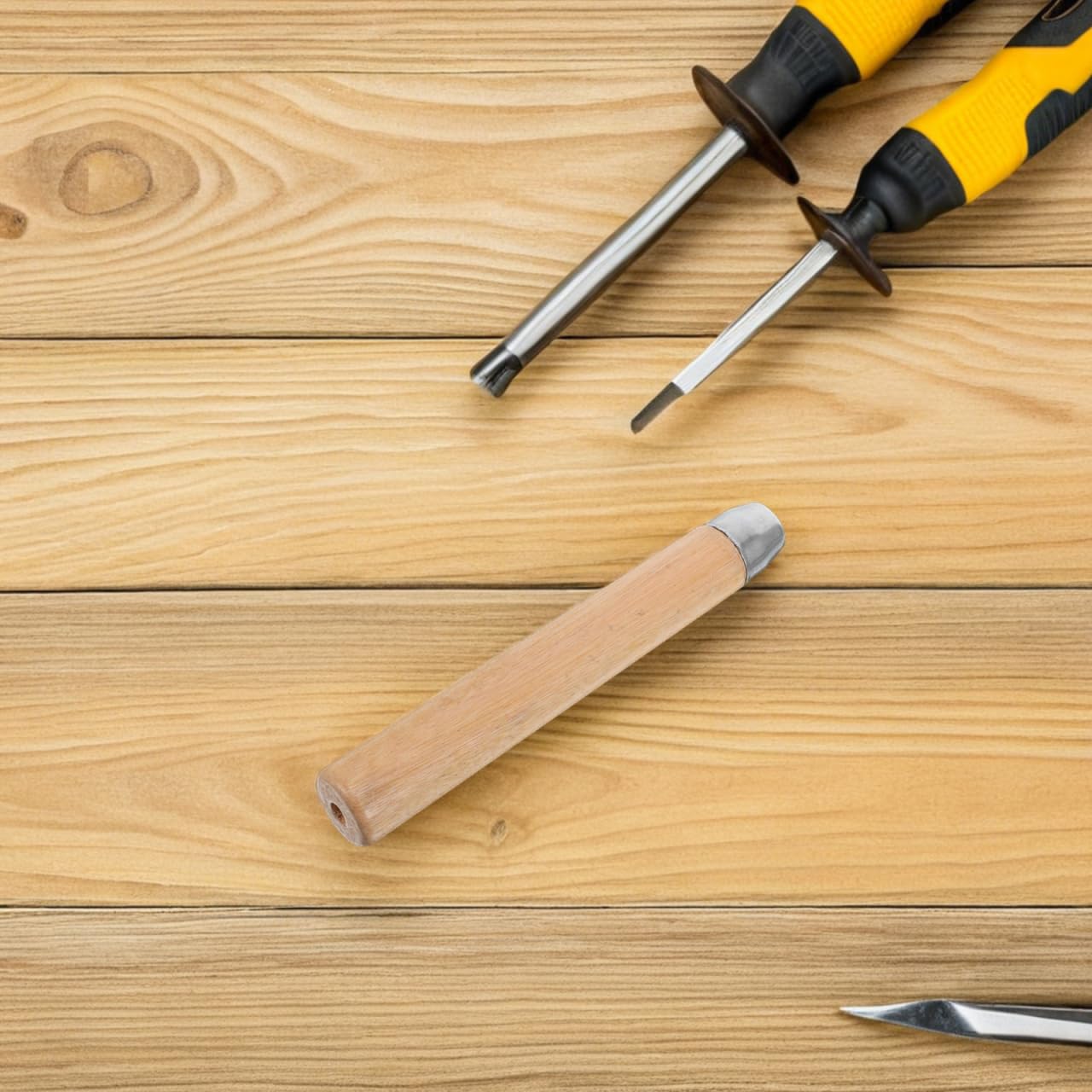 Zerodeko 2 StüCk Holzgriff Rund Mit 8Mm Loch Ergonomischer Massivholz Ersatzgriff FüR Feilen Und MeißEl 6.69In Langer Stabiler Werkzeuggriff Aus Holz FüR Handfeilen Und Handwerkzeuge