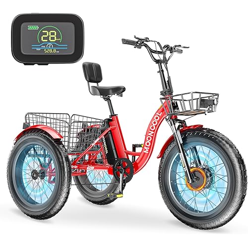 MOONCOOL Electric Tricycle Trike for Adults 350W 36V Removable Battery 24/26 Inches 7 Speeds 3 Wheels Electric Bikes Bicycle for Adults, Three Wheel Electric Cruiser Tricycle