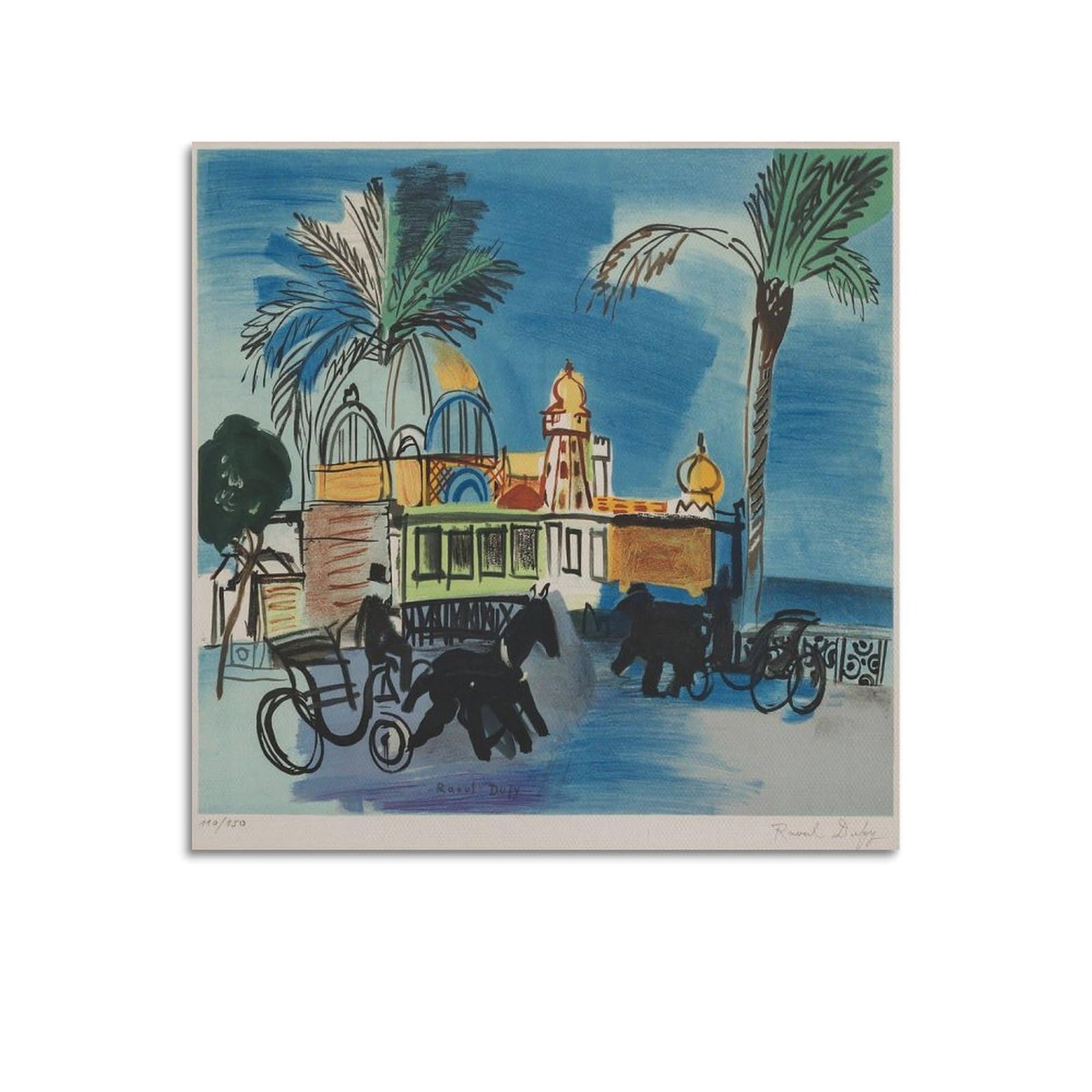 Raoul Dufy Famous Art poster Jet Set Casino Print Photo Art Painting Canvas Poster Home Decorative Bedroom Modern Decor Posters Gifts 16x16inch(40x40cm)