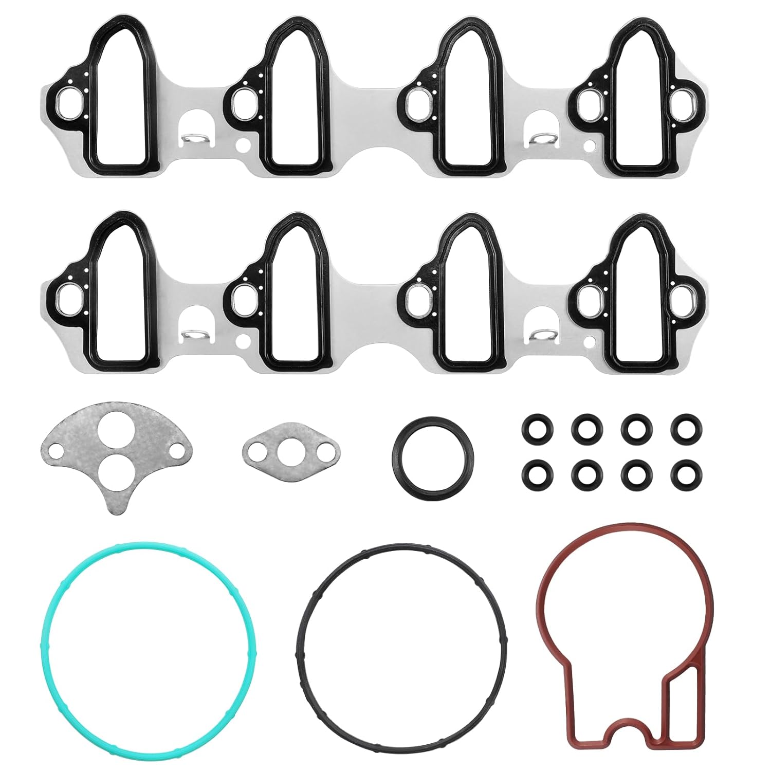 MS 98016 T Intake Manifold Gasket Set Metal Carriers Replace 89060413, MS96587 Compatible with 4.8L 5.3L 6.0L 6.2L Chevy Silverado Suburban Tahoe GMC Sierra Yukon Savana Cadillac Escalade