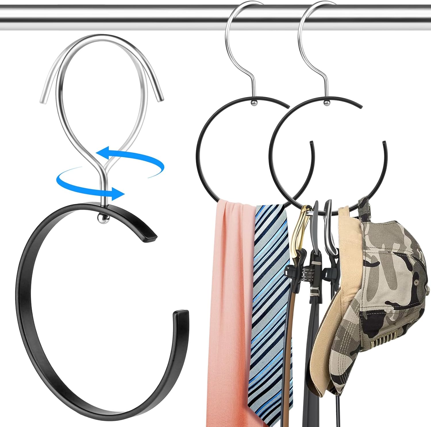 2 PCS Multipurpose Belt Hangers, Rotatable Belt Organizer