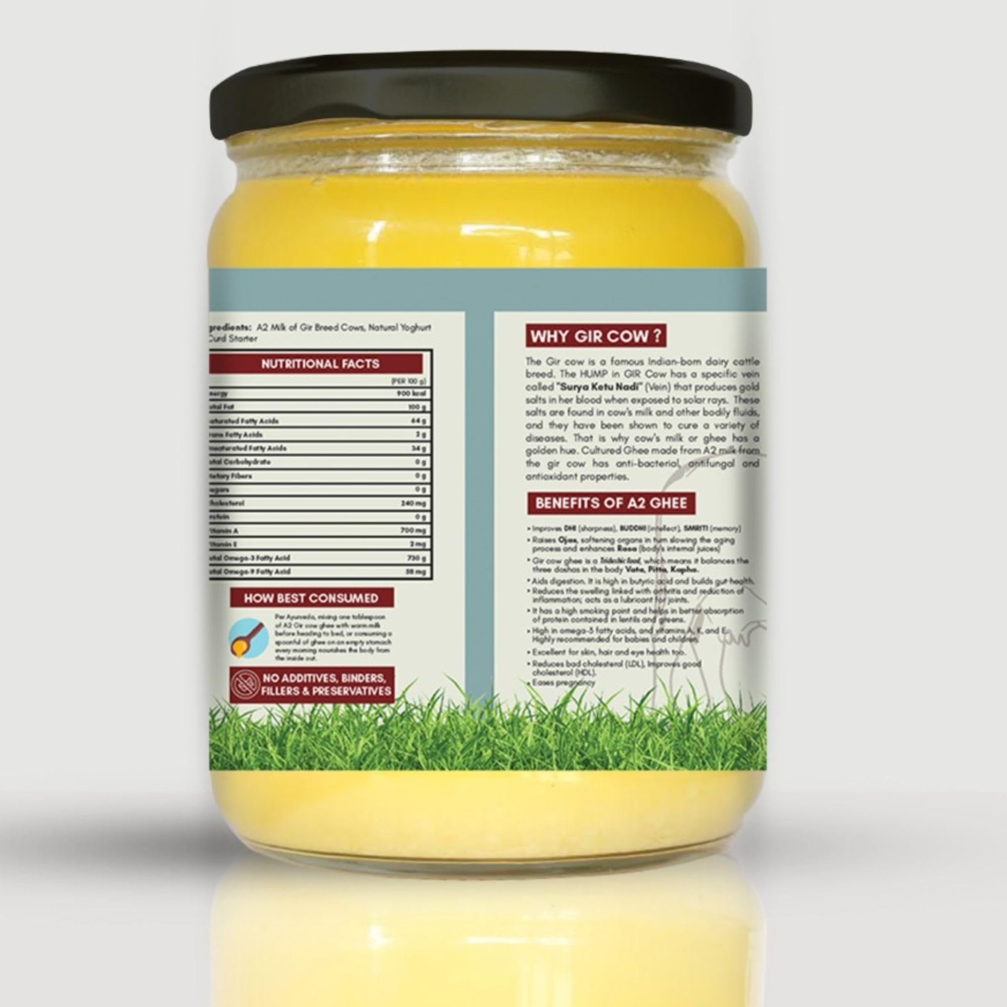 PUNJAB WALE Ghee A2 | Vaca Desi Gir | Método Védico Bilona | Cultivado | Triturado a mano | Hecho en pequeños lotes | Probado en laboratorio | Tarro de vidrio | Alimentado con pasto | Ghee premium y