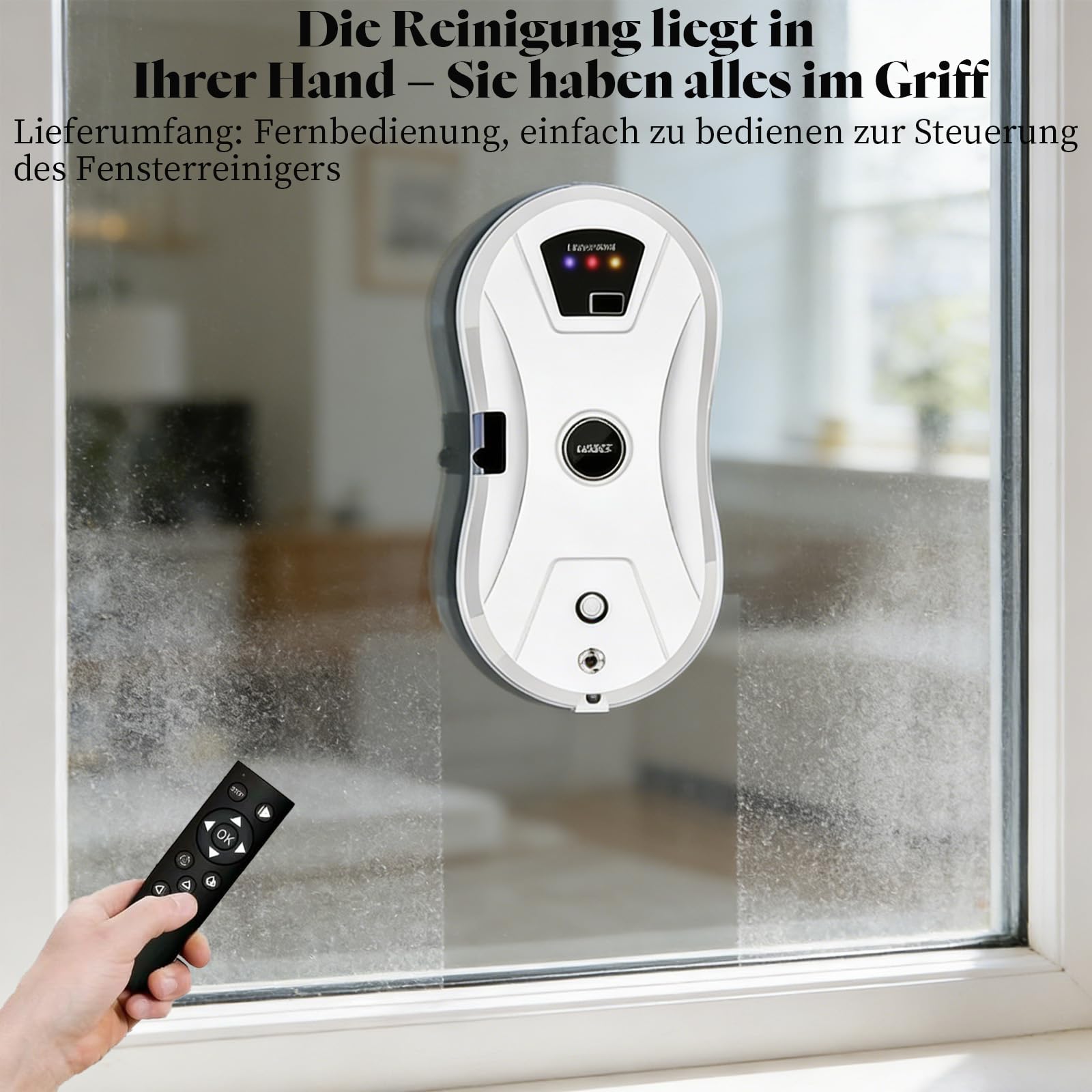 Osmo™ RoboClean Fensterputzroboter – Original 2026 Neues Kabelloser Fensterreinigungsroboter mit Fernbedienung, automatische Reinigungsmodi, Sicherungsseil, für glatte Fenster