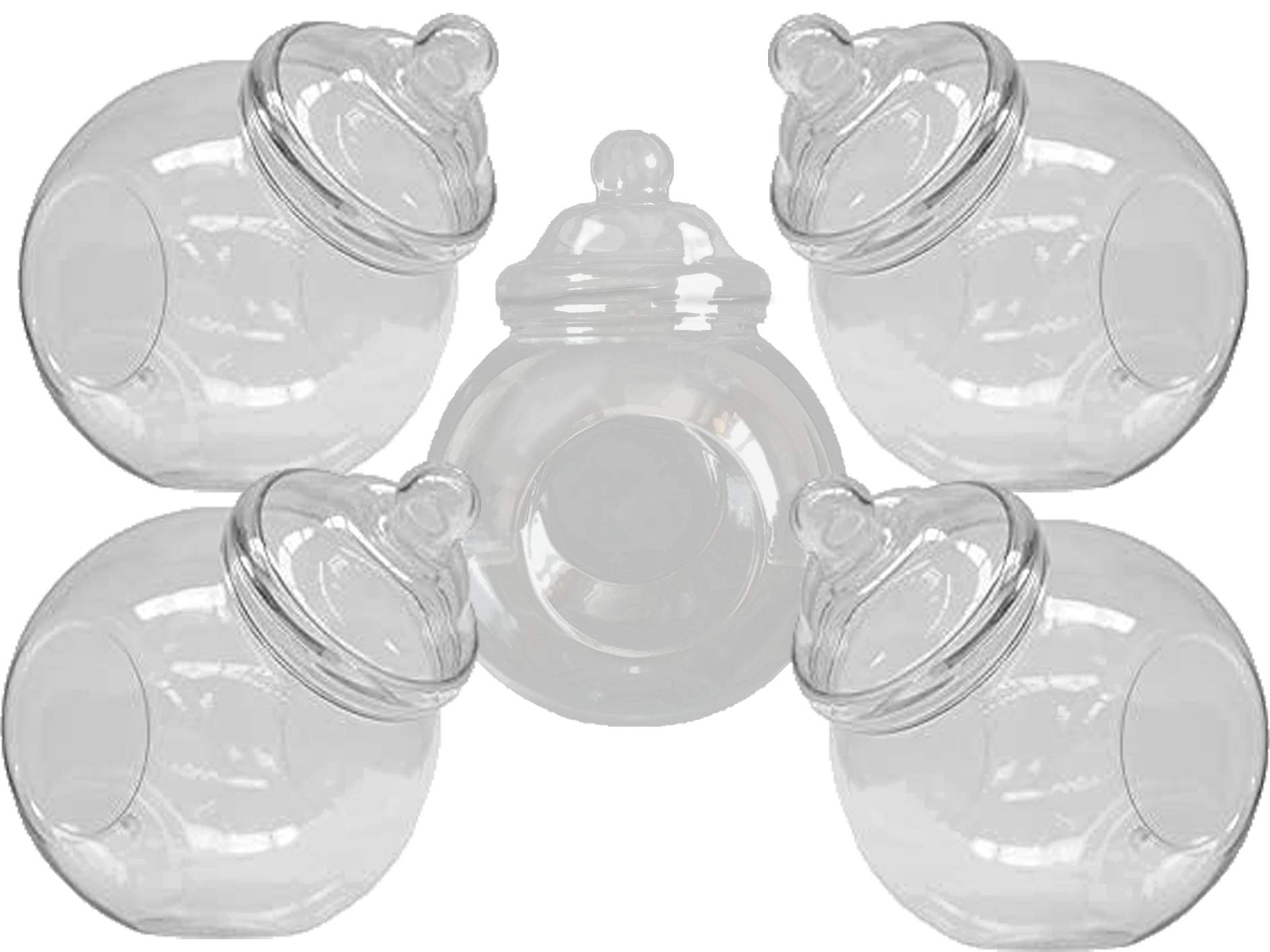Truly Sweet Candy 3200ml Spherical Victorian Style Food Grade Plastic Sweet Jars - Wedding, Party (5 Jars)