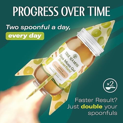 Vista 8 de TrueSeaMoss Gel de musgo marino – Hecho en Estados Unidos – Seamoss, frutas y verduras en tarro – Manzana / Canela, paquete de 1