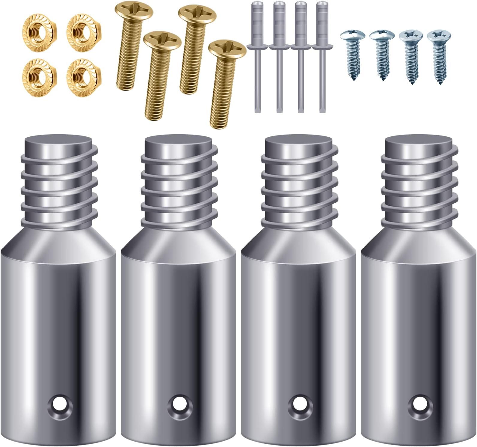 4 Pcs Threaded Tip Replacement Ultra Threaded Tip Repair Kit Mop Handle Pole Handle Replacement Extension for 1 Inch Stick Mop Broom Wood Metal Pole Tail Adapter