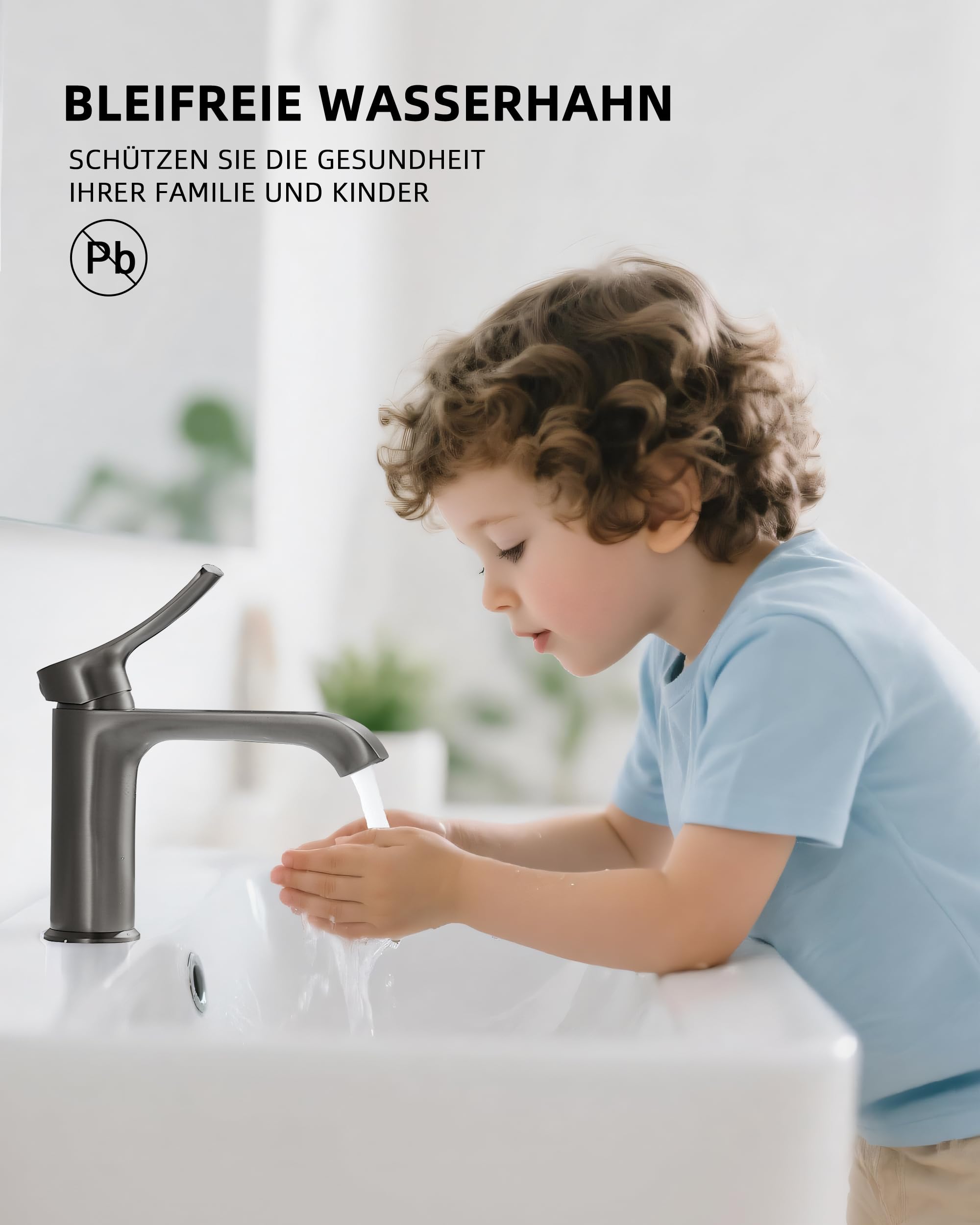 BELZ Wasserhahn Bad Messing, Einhebel Waschtischarmatur Gunmetal