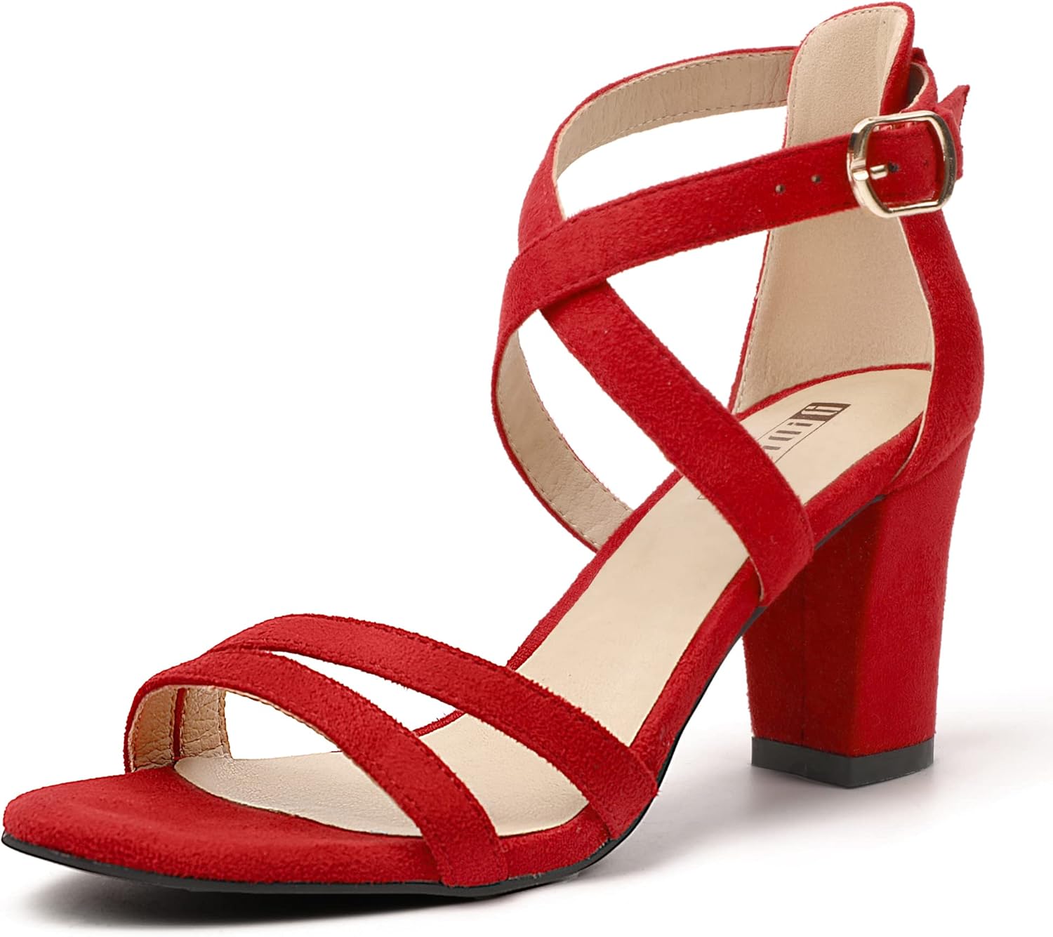 IDIFU Women's IN3 Gita Block Heel Open Toe Strappy Sandals Dress Shoes for Wedding Evening Prom