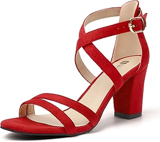 IDIFU Women's IN3 Gita Block Heel Open Toe Strappy Sandals Dress Shoes for Wedding Evening Prom