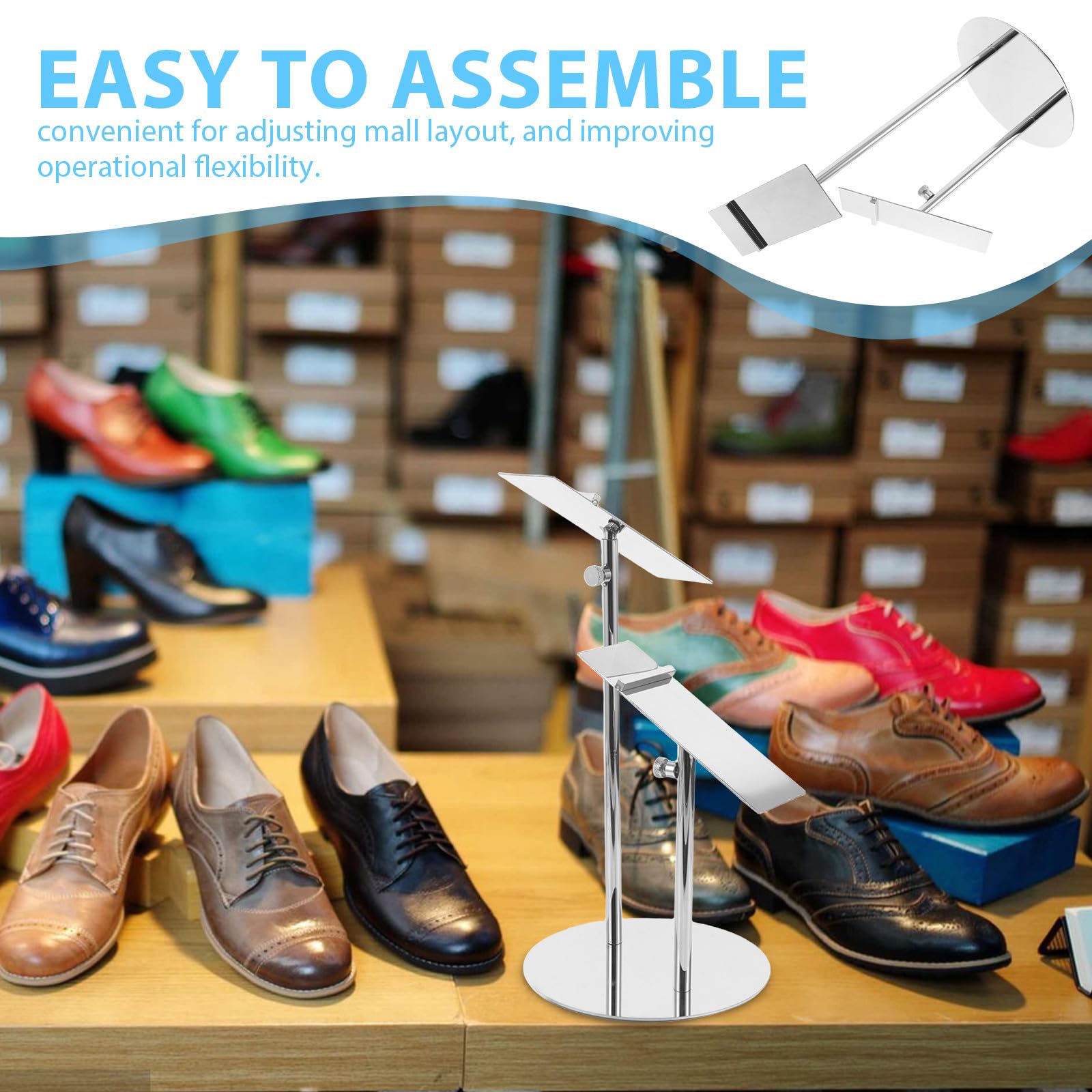 Expositor de Zapatos Ajustable de Acero Inoxidable, Altura Regulable