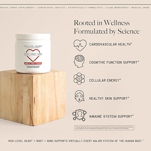 Miniatura 3 de High Level Omega 3, CoQ10 y vitamina E, soporte para el corazón, el cuerpo y la mente con aceite de pescado, coenzima Q10, cera de abeja y