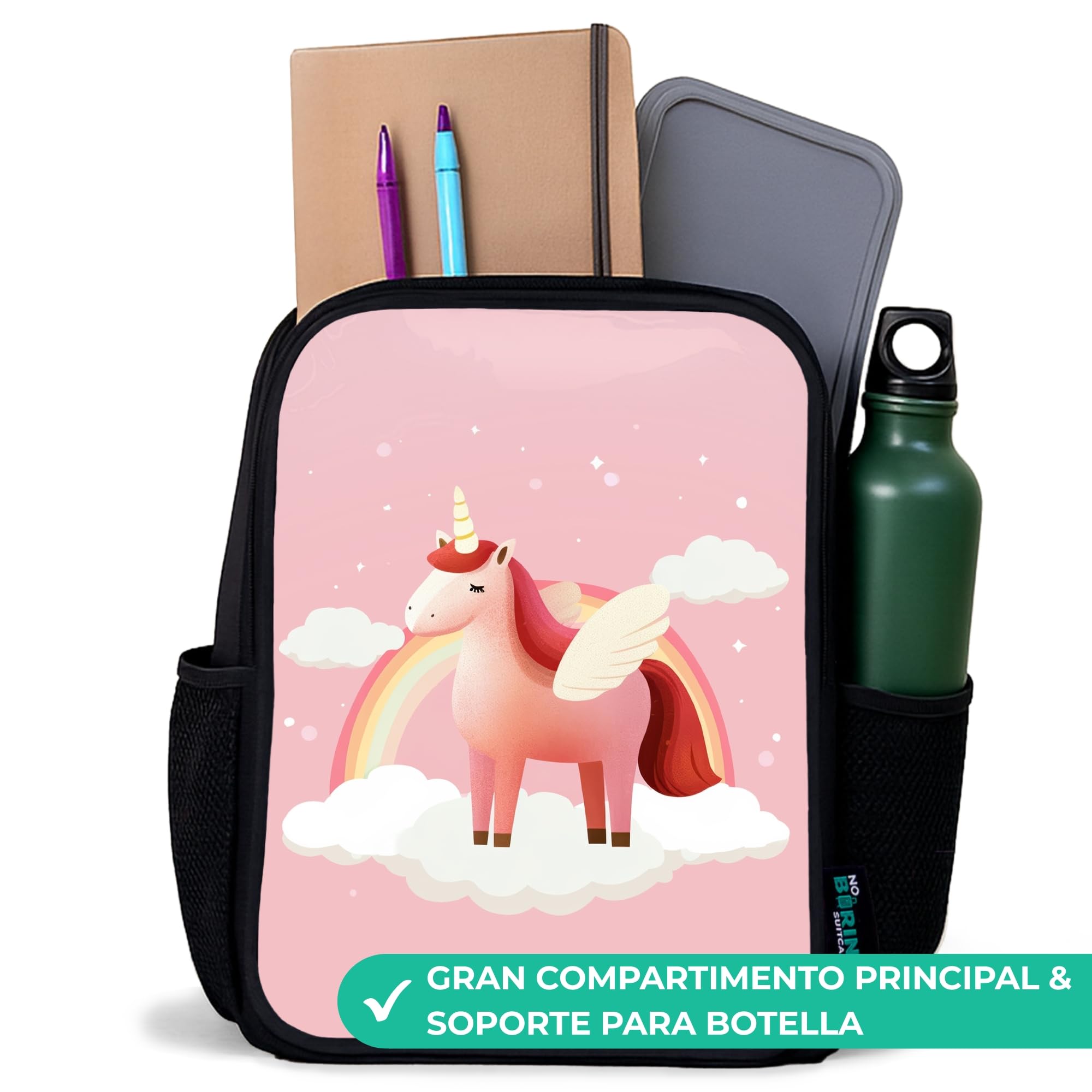 NoBoringSuitcases© Zaino Per Bambini Bambina Nero Piccolo | 8L - Zainetto La Scuola Zaini Scolastici Rosa Ragazze Colorato Asilo Bimbo Leggero