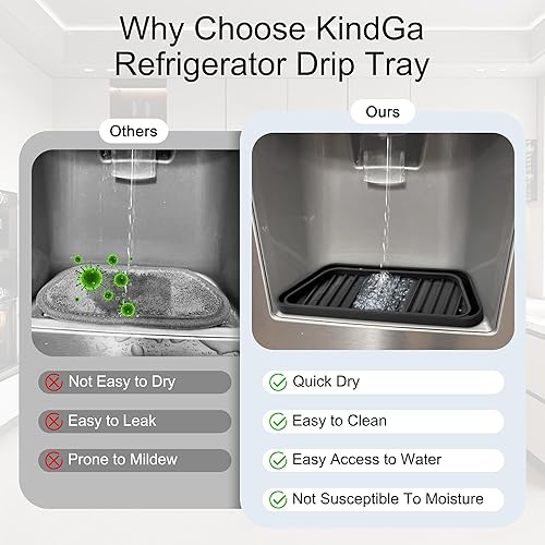Miniatura 17 de KindGa Bandeja colectora de goteo para refrigerador, bandeja dispensadora de hielo y agua, para refrigerador, almohadilla de agua para drenaje Gris