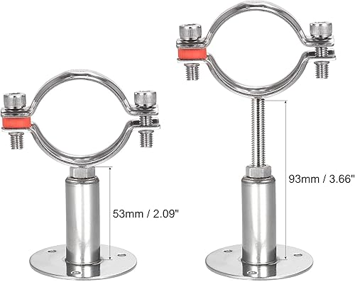 Miniatura 2 de uxcell Soporte de tubo de montaje en techo de montaje en pared, abrazadera de soporte de tubo ajustable de acero inoxidable 304 para tubería de