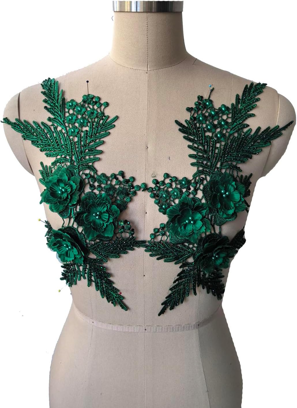 Jenniferwu Handmade Beaded Appliques Embroidered Glass Rhinestone Lace Beaded Apnplique with Sequins Trim lace Patches for Wedding Evening Dress DIY Manual Accessories HB001-NAB