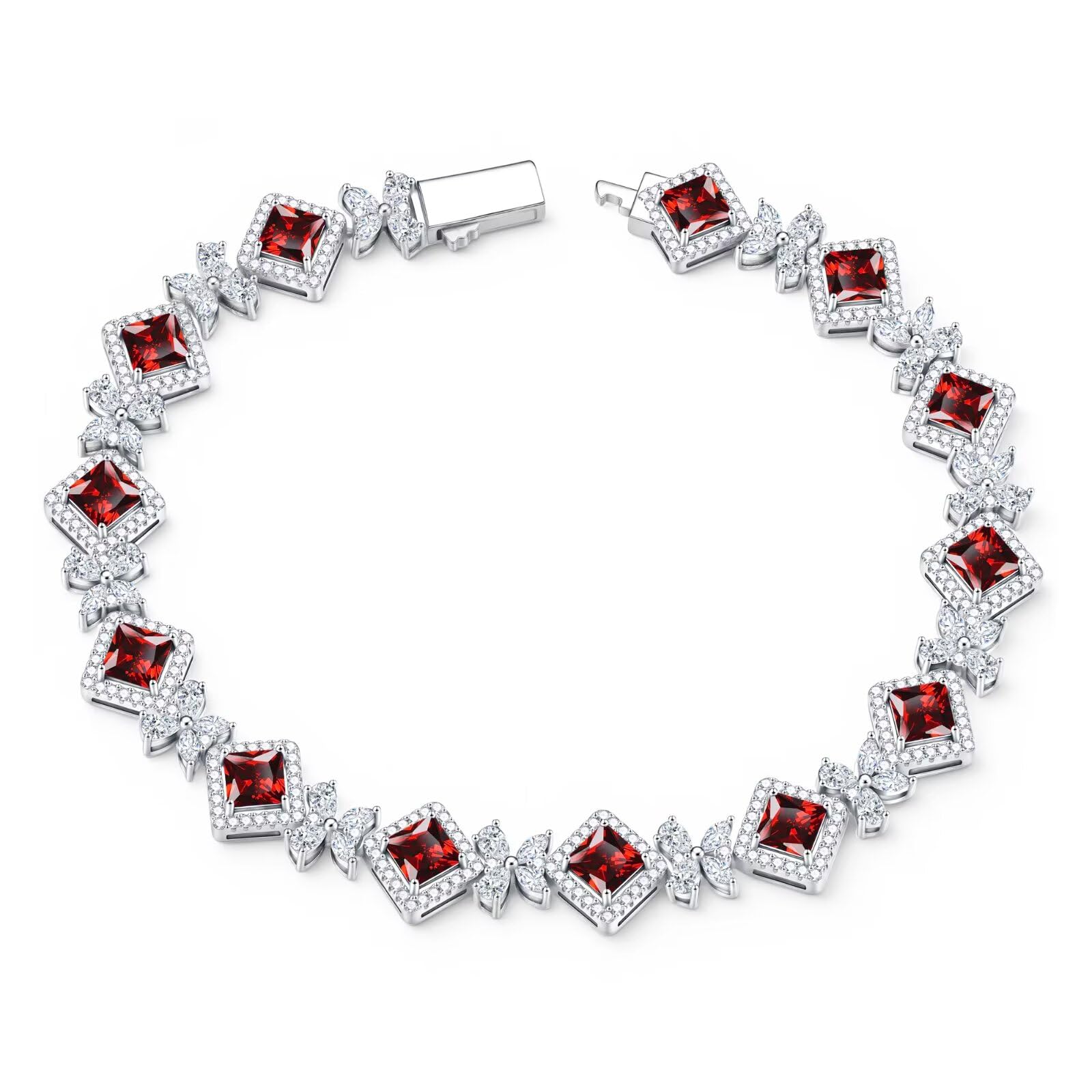 Iefil Tennis Bracelets for Women - 925 Sterling Silver Birthstone Tennis Bracelet, Anniversary Birthday Gifts, Birthstone Jewelry for Women Wife Mom