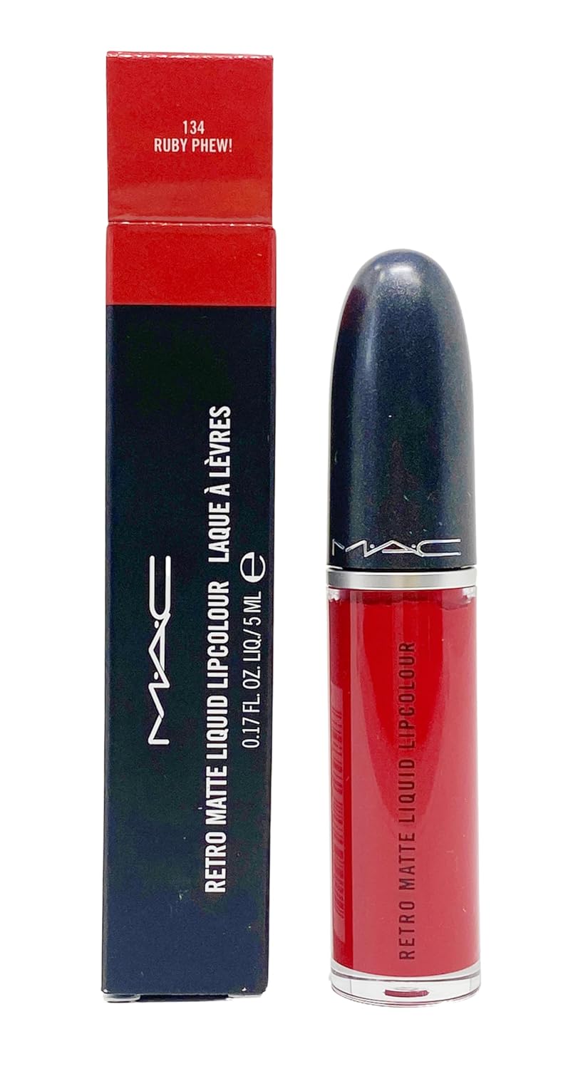 MAC Retro Matte Liquid Lipcolour - 134 Ruby Phew! (Vivid blue-red) .17 Fl Oz/5mL