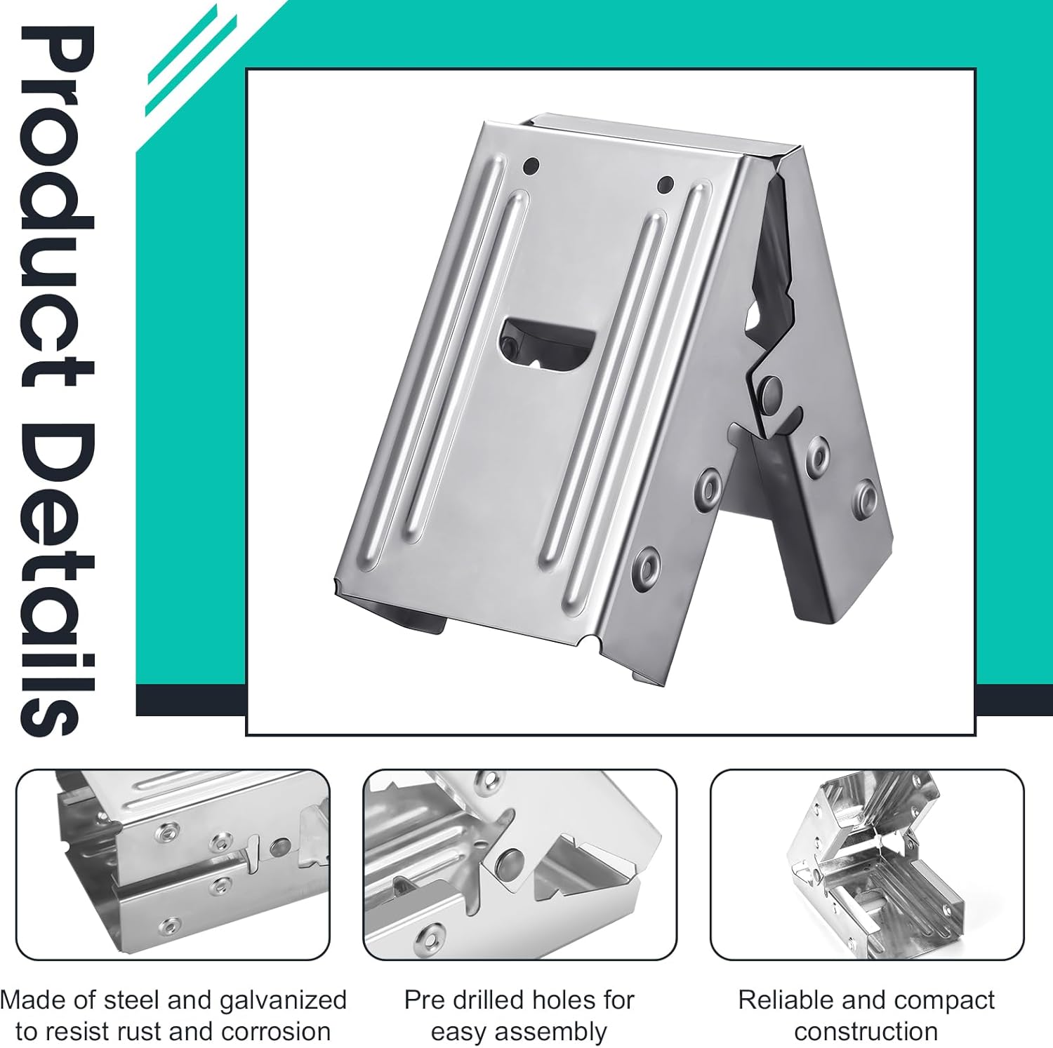 Gisafai 8 Pcs Steel Saw Horse Brackets Galvanized Metal Sawhorse Bracket with 220lb / 100kg Capacity (One Pair) Easy to Use Reliable for Compact Storage