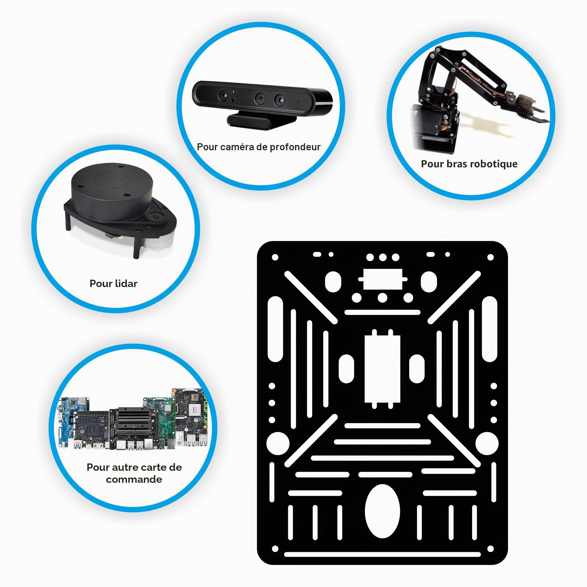 OSOYOO FlexiRover Kit Voiture Robot pour Raspberry Pi - Compatible avec Pi 2/3/4/5, 520 Moteurs avec Encodeurs, Roues Mecanum, Support Servo et Système de Batterie Haute Capacité (Pas de Raspberry Pi