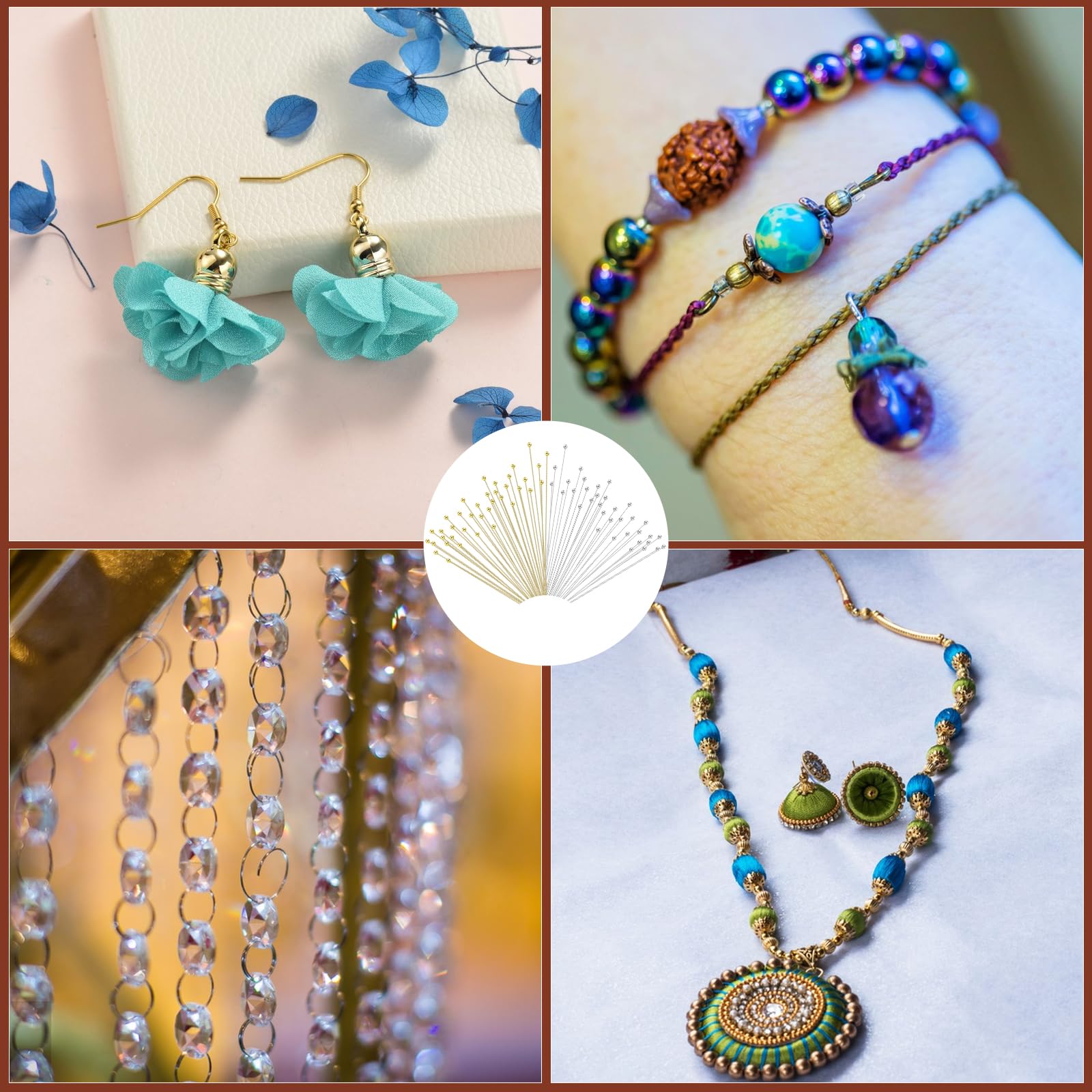 Craftdady 200Pcs 18K Gold Ball Head Pins Round Ball Point Brass Wire Needle  Headpins 24mm For Beading Crafting Dangle Earring Pendant Necklace