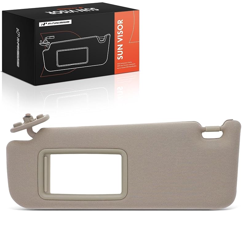 Para-sol esquerdo do motorista bege A-Premium para Toyota Camry 2012–2017 sem luz de teto