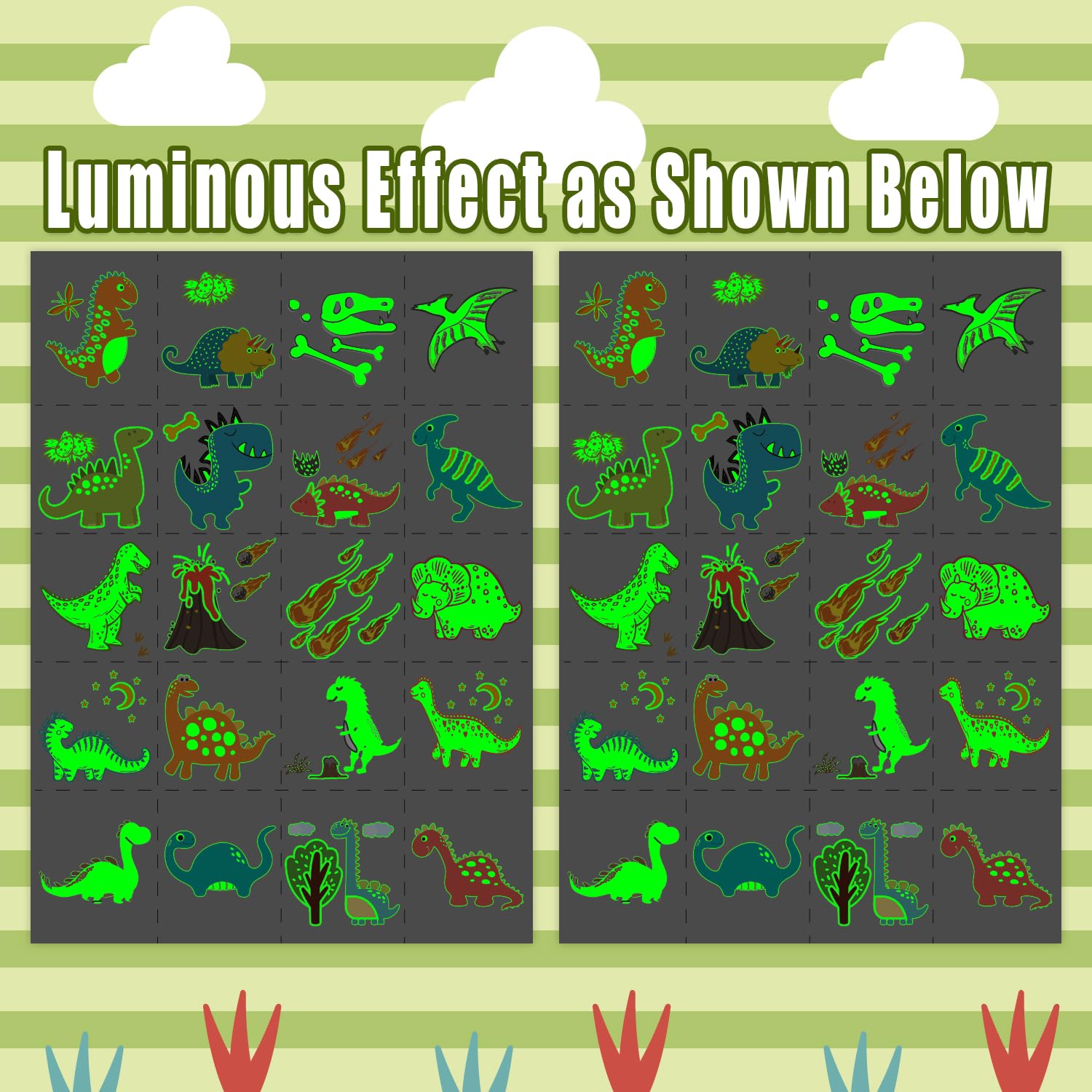 Aomig Tatuaggi Temporanei Bambini, Luminosi Tatuaggi Temporanei Stickers, 10 Fogli Luminous Adesivi Tatuaggi per Ragazzo Ragazza, Fluorescenti TatuaggiIlluminano al Buio er Regalo Festa Compleanno(F