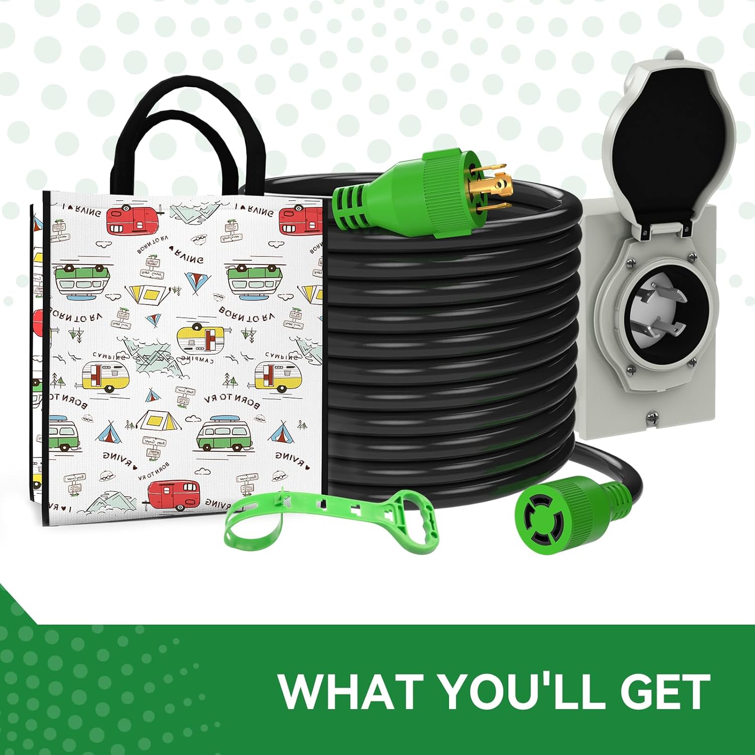 30 Amp Generator Cord 100FT and Power Inlet Box, Pre-Drilled 30 Amp Generator Inlet Box with Cord, NEMA L14-30P to L14-30R Generator Cord Waterproof Combo Kit, ETL Listed