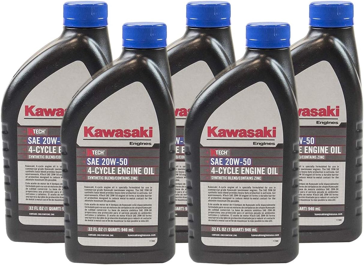Pack of 5 Kawasaki 99969-6298 Genuine OEM K-Tech SAE 20W-50 4-Cycle Engine Oil