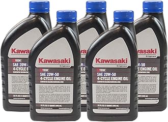 Pack of 5 Kawasaki 99969-6298 Genuine OEM K-Tech SAE 20W-50 4-Cycle Engine Oil