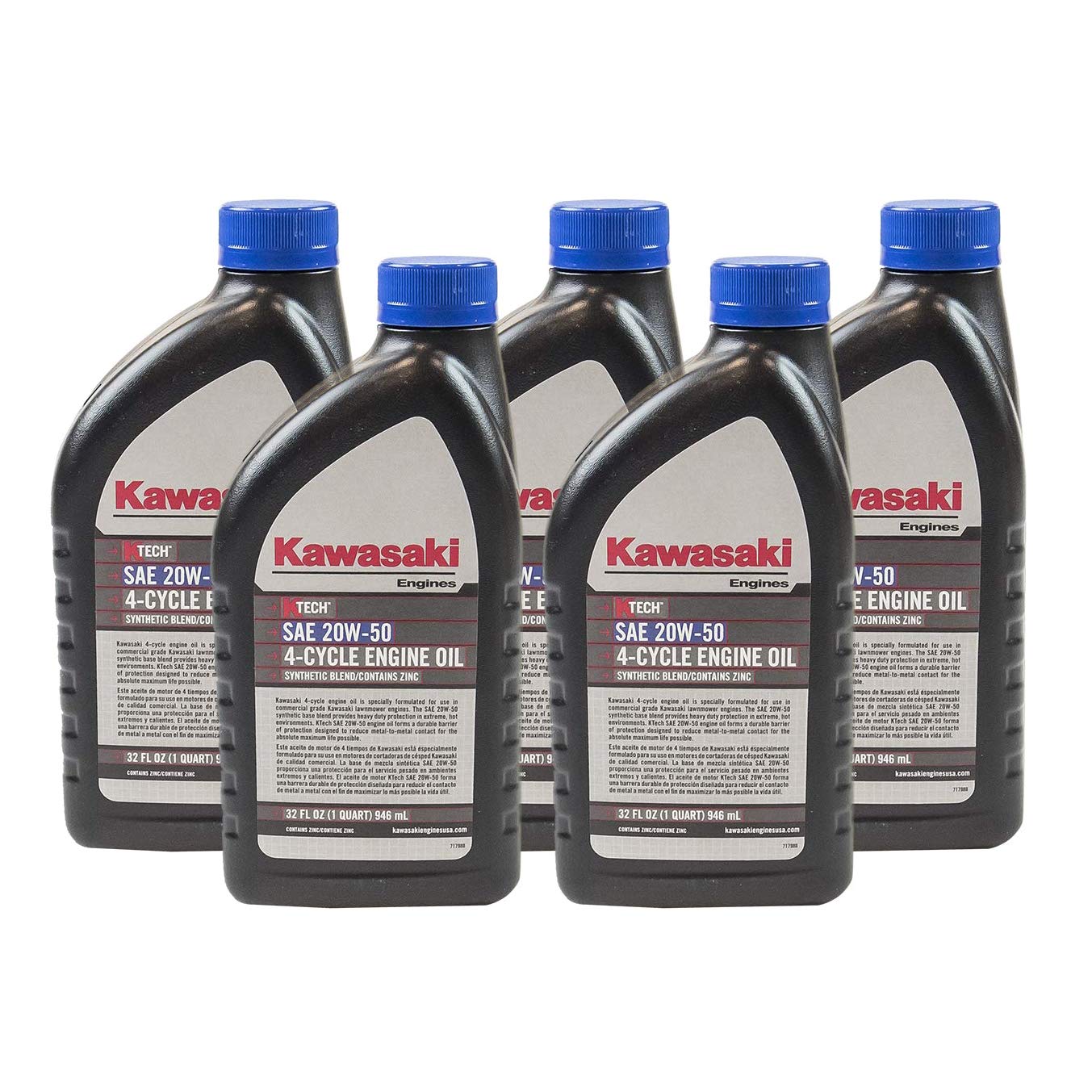 Pack of 5 Kawasaki 99969-6298 Genuine OEM K-Tech SAE 20W-50 4-Cycle Engine Oil